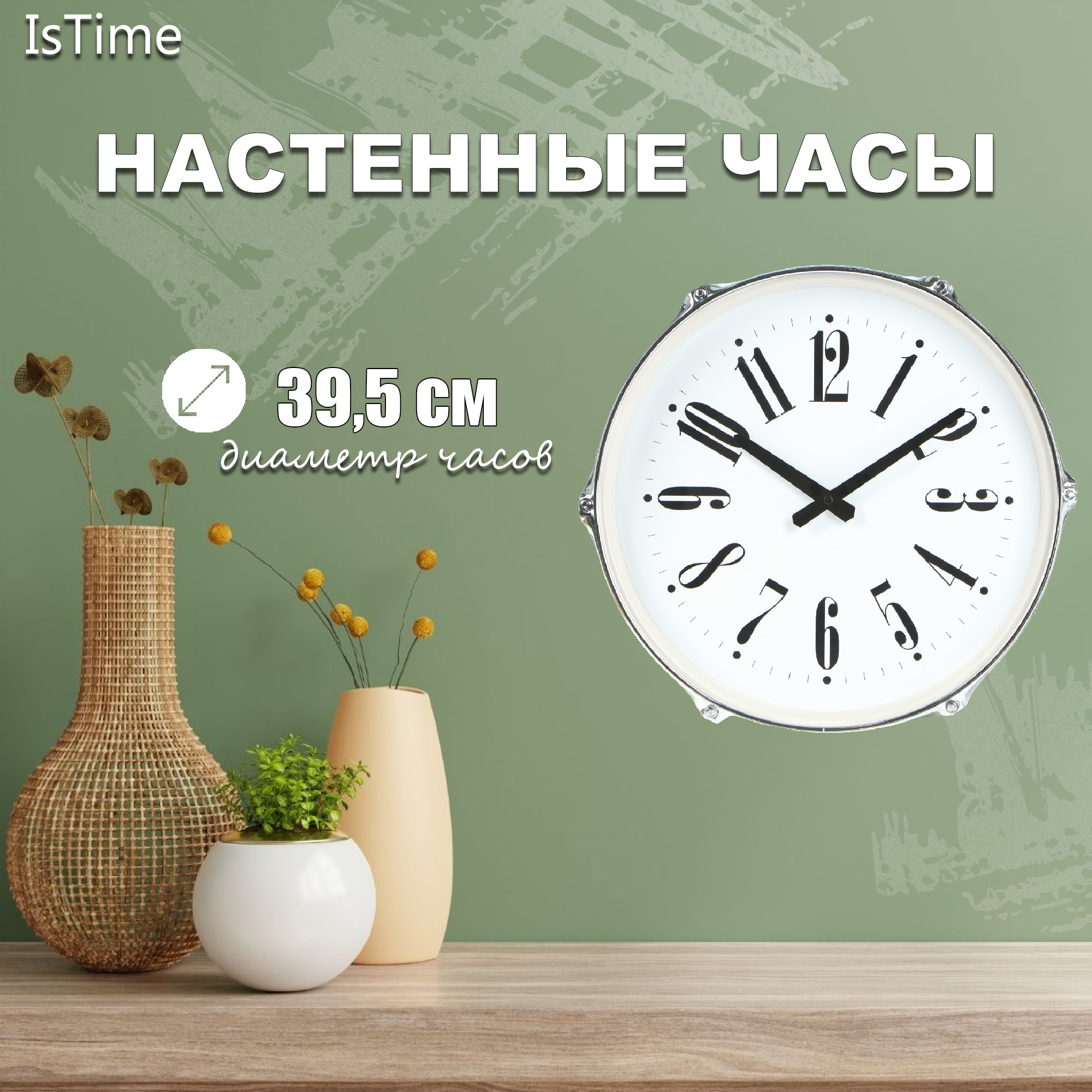 Часы настенные IsTime Drum синие 39,5х17,3х37 см Вид№3