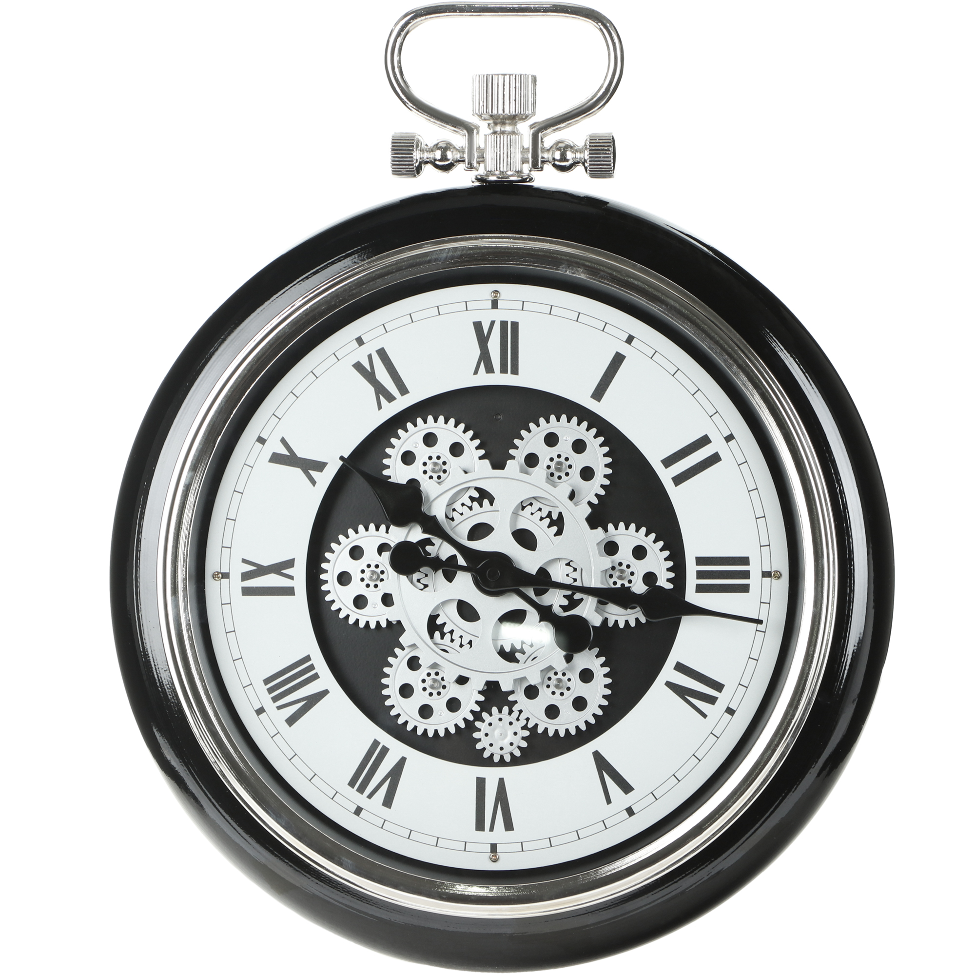 часы настенные istime drum серебряные 44 5х17 3х43 5 см Часы настенные IsTime Gear чёрные 71х7х50 см