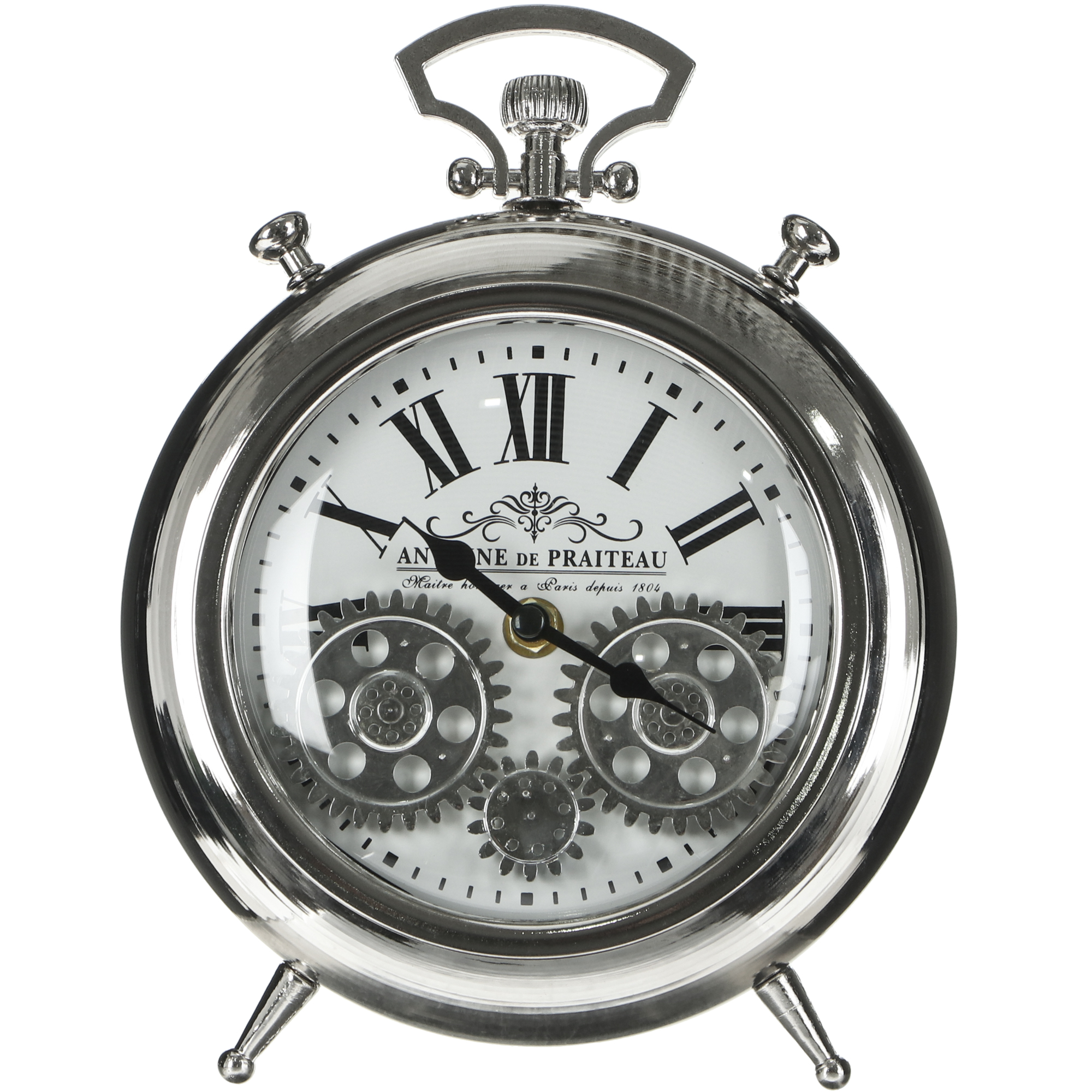 Часы настольные IsTime Gear серебряные 18,5х5,6х25 см