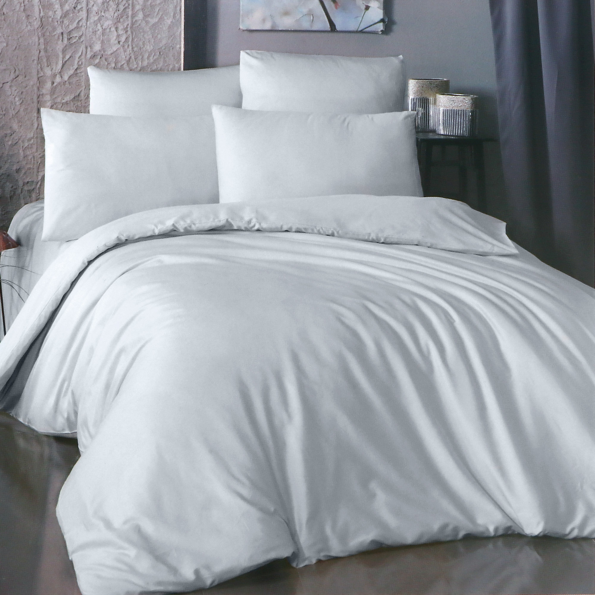 Комплект постельного белья La Besse Сатин серый Семейный, размер Семейный - фото 1