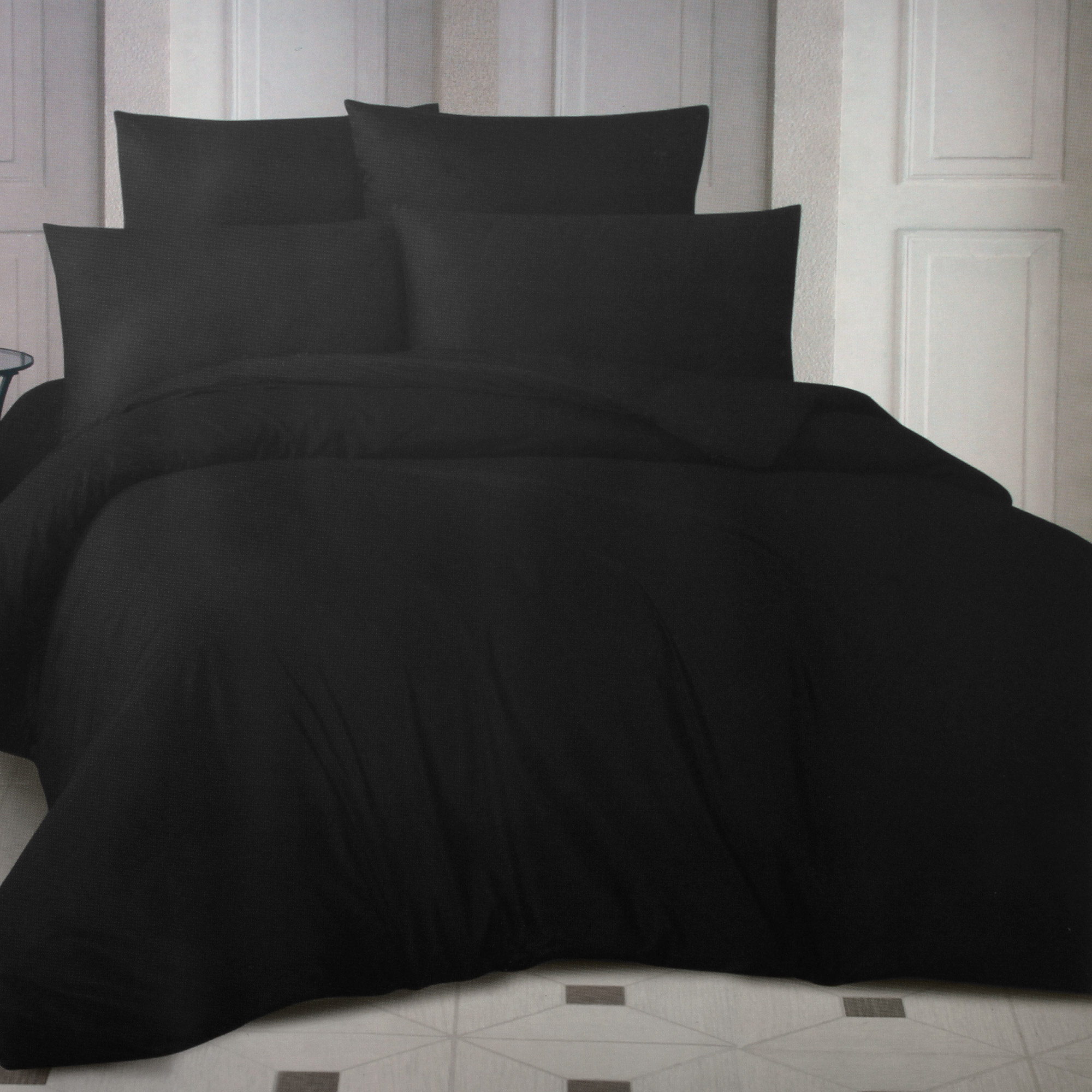 Комплект постельного белья La Besse Сатин чёрный Семейный