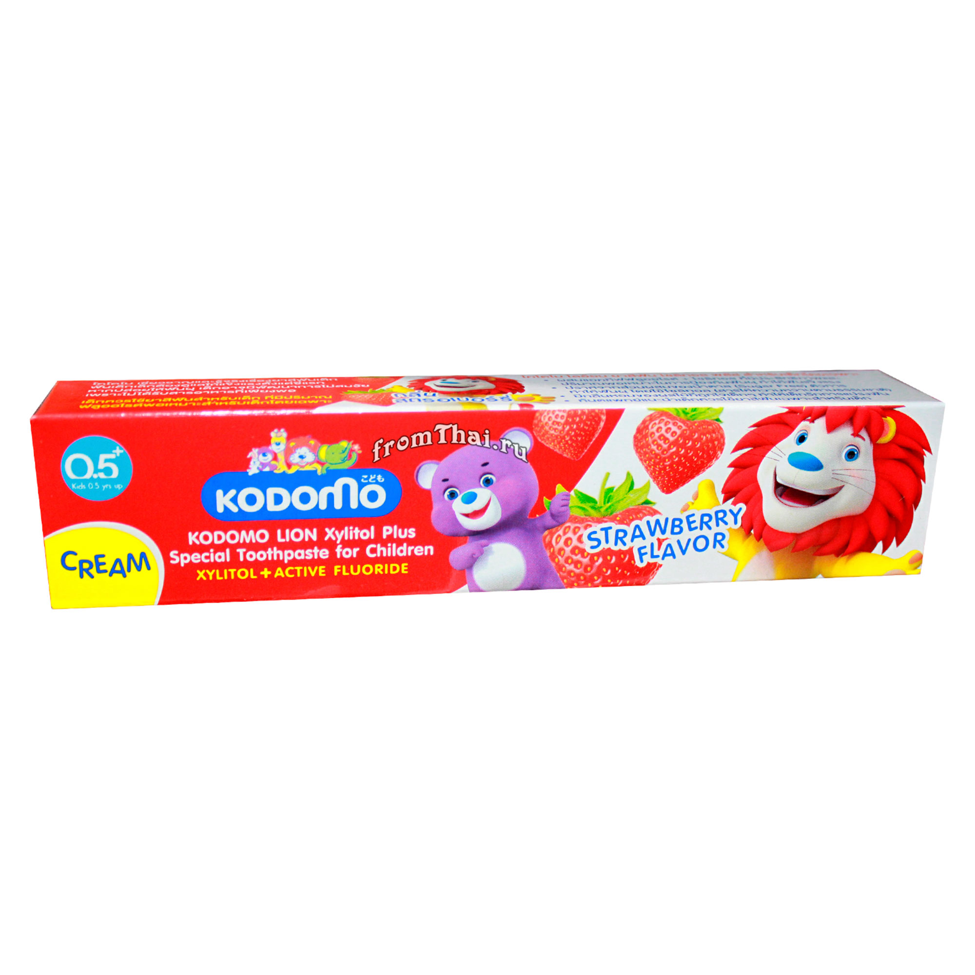 Зубная паста Lion Kodomo Xylitol Plus детская со вкусом клубники 40 г зубная паста rocs активный магний 94 г