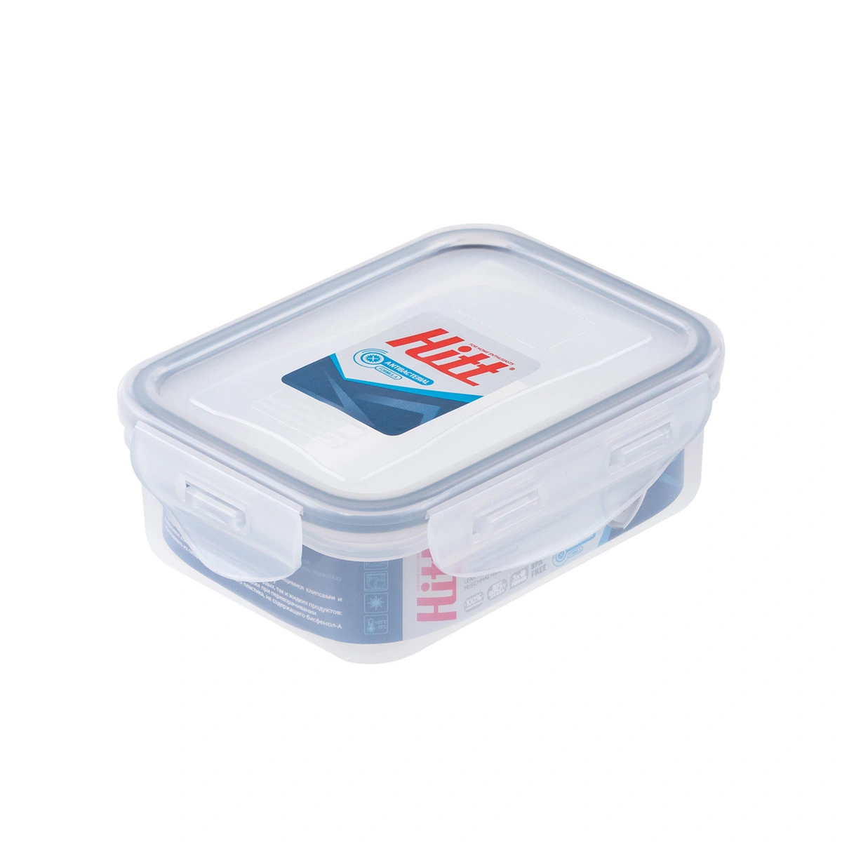 Контейнер герметичный антибактериальный Hitt 330 мл контейнер для холодильника 24 5×9 5×14 см прозрачный