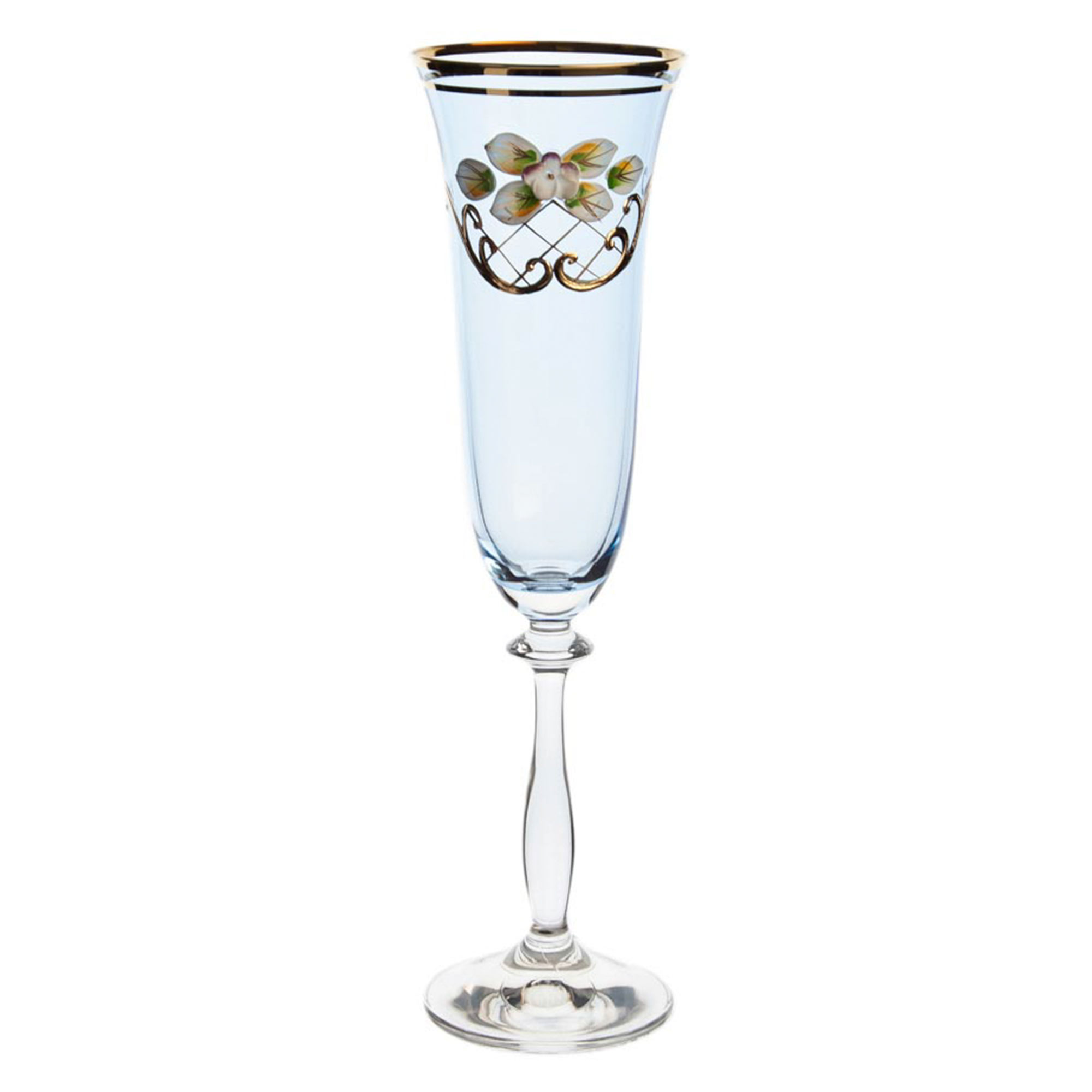 фото Набор бокалов для шампанского анжела голубой 6 шт bohemia glass