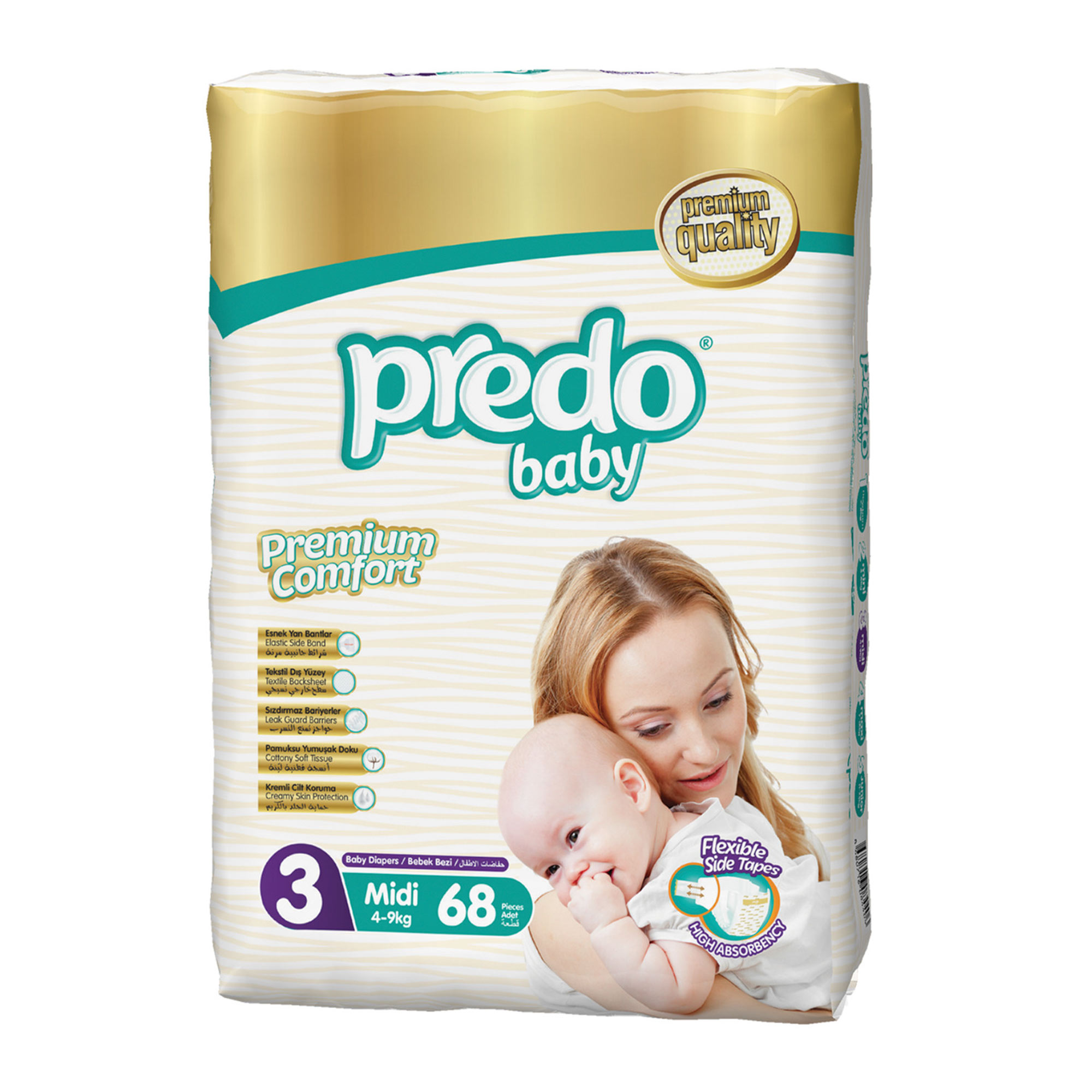 Подгузники Predo Baby №3 4-9кг средний 68 шт подгузники трусики merries l 9 14 кг 27шт