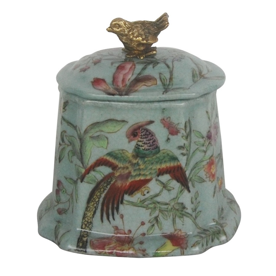 Шкатулка Glasar с бронзовой птичкой на крышке и цветным узором 10x9x10 см шкатулка glasar синяя с бронзовой птичкой 15х15х16 см