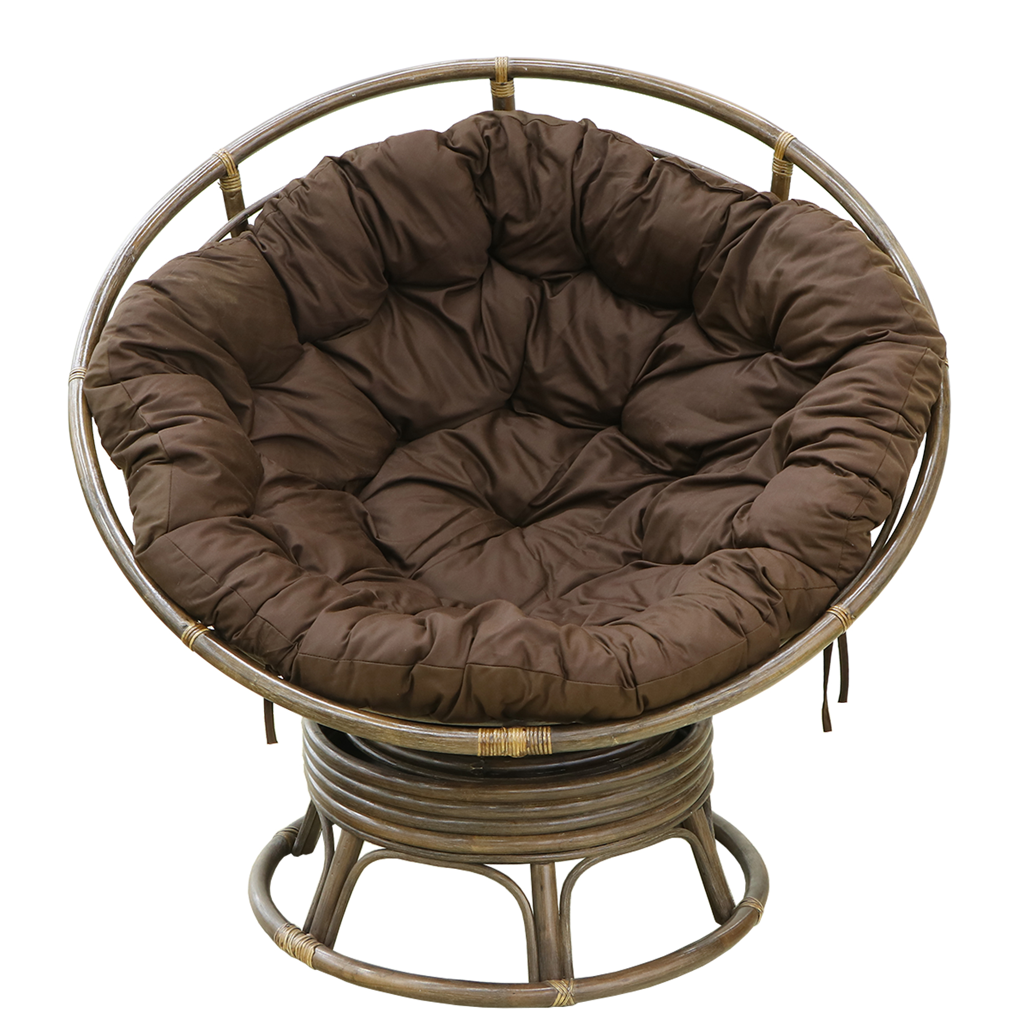 кресло качалка rattan grand squeezing brown Кресло-папасан Rattan grand medium brown с подушкой