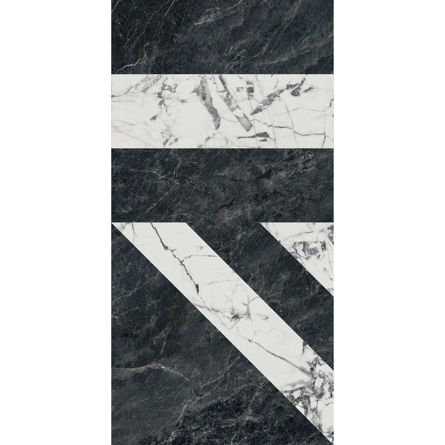 Плитка Kerama Marazzi Milano Бьянко Неро SG565402R белый черный лаппатированный 60x119,5x1,1 см
