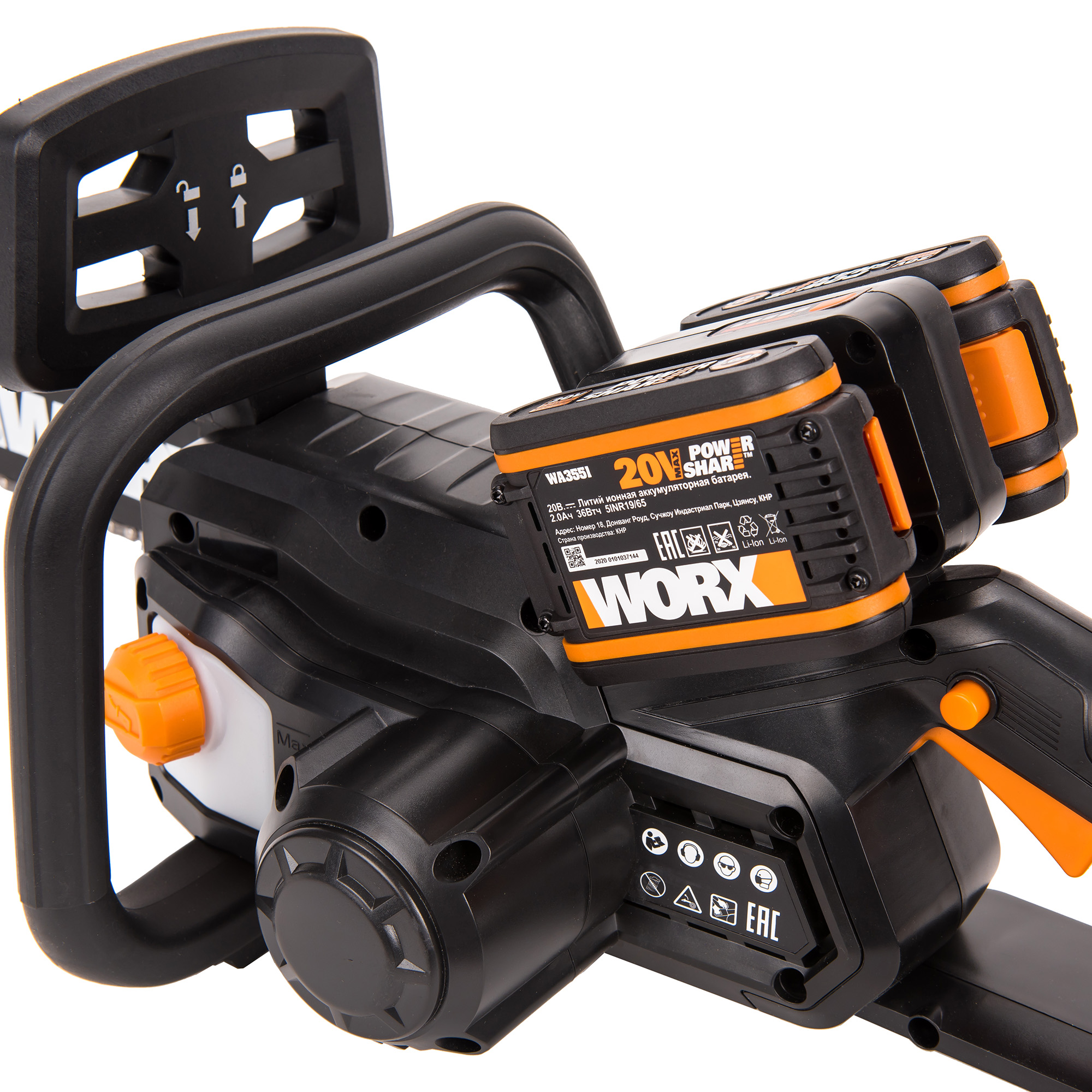 фото Аккумуляторная пила worx wg381e (2 акбх2ач, зу 2х2а)