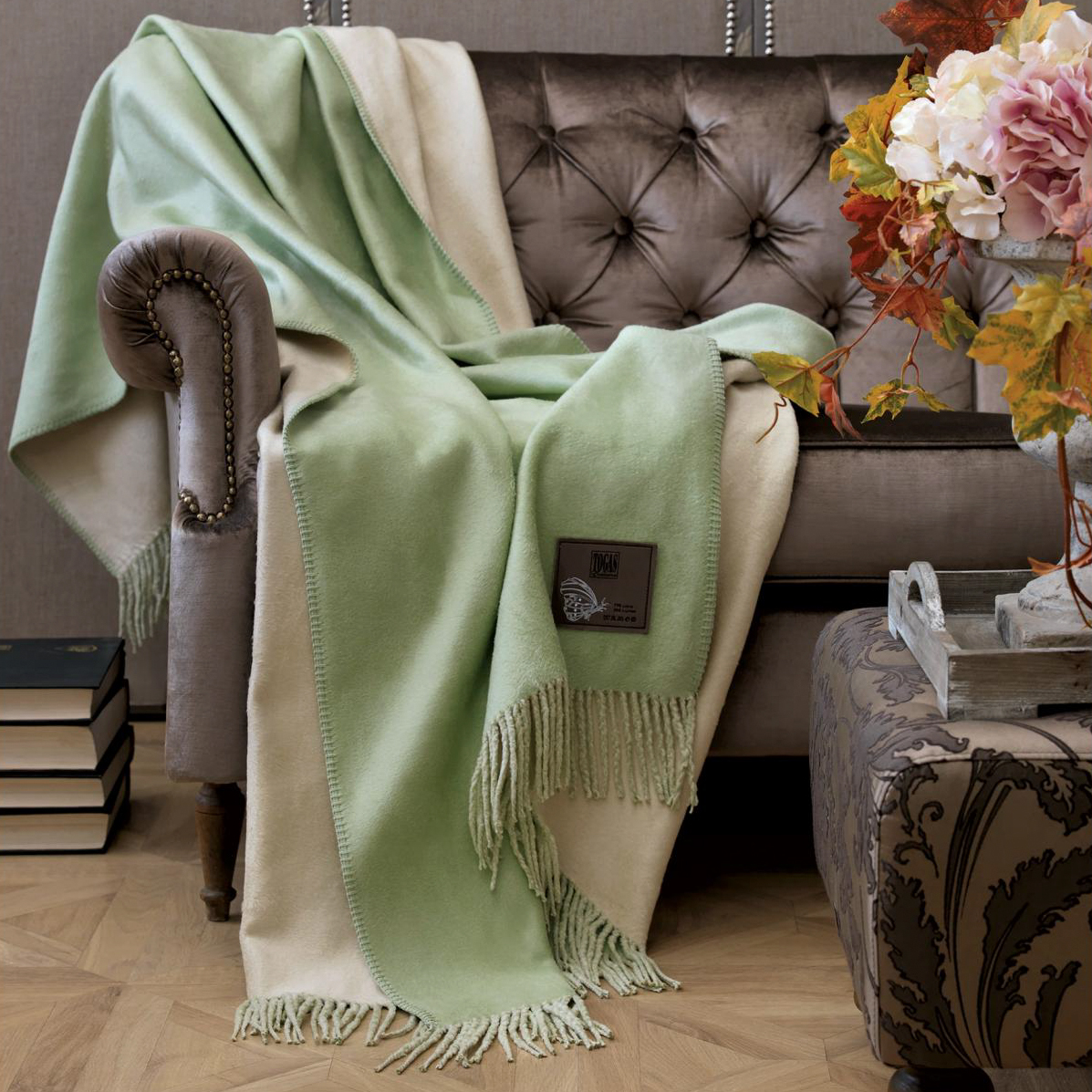 Плед Togas Маринетти зеленый с бежевым 140х180 см