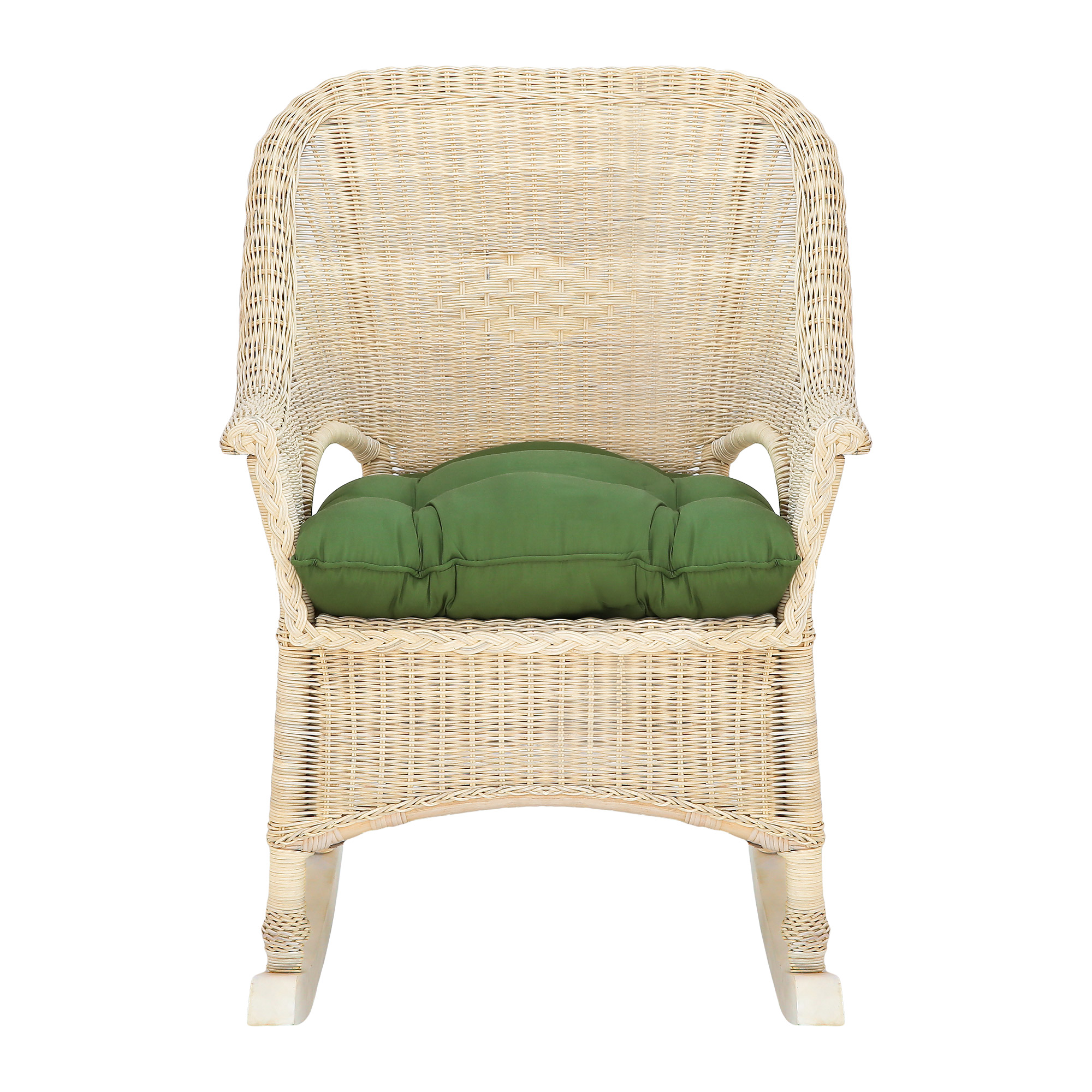 Кресло-качалка Rattan grand white wash подушками, цвет зелёный - фото 2