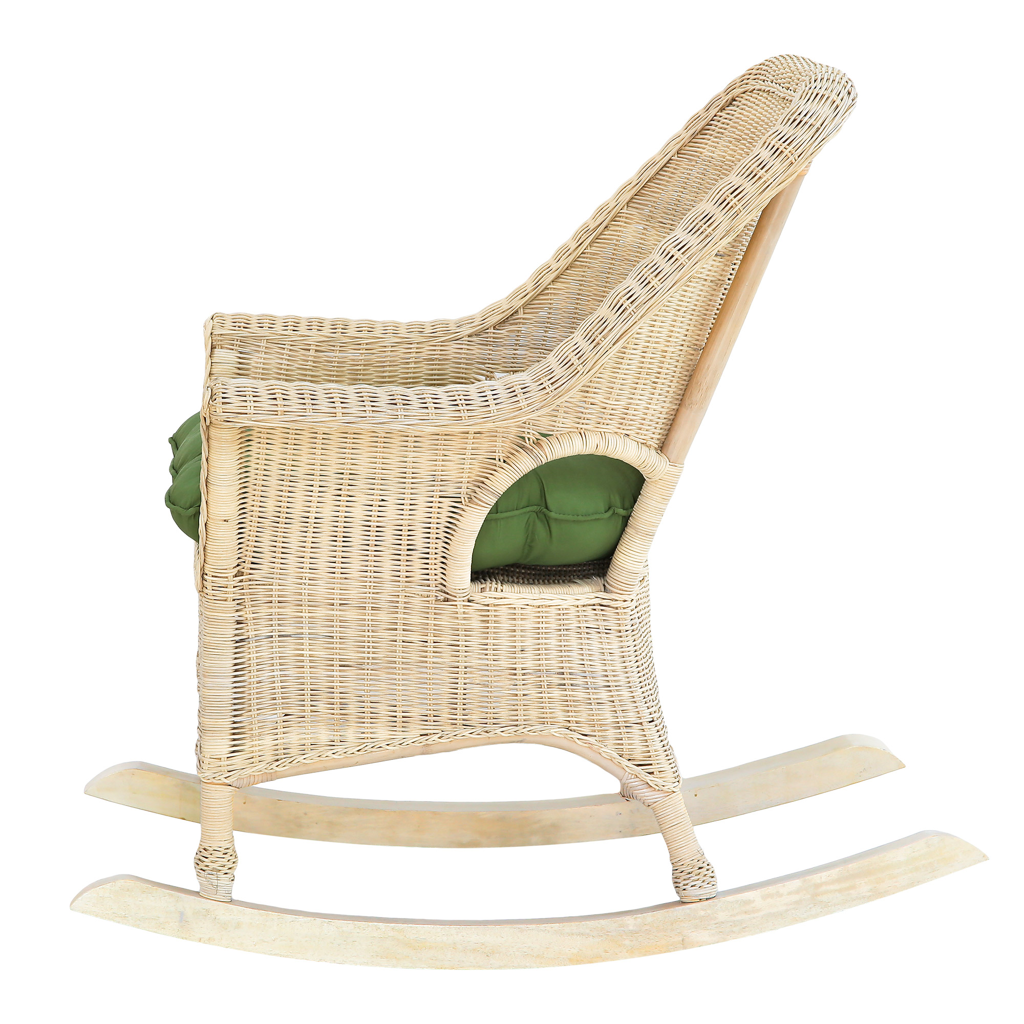 Кресло-качалка Rattan grand white wash подушками, цвет зелёный - фото 3