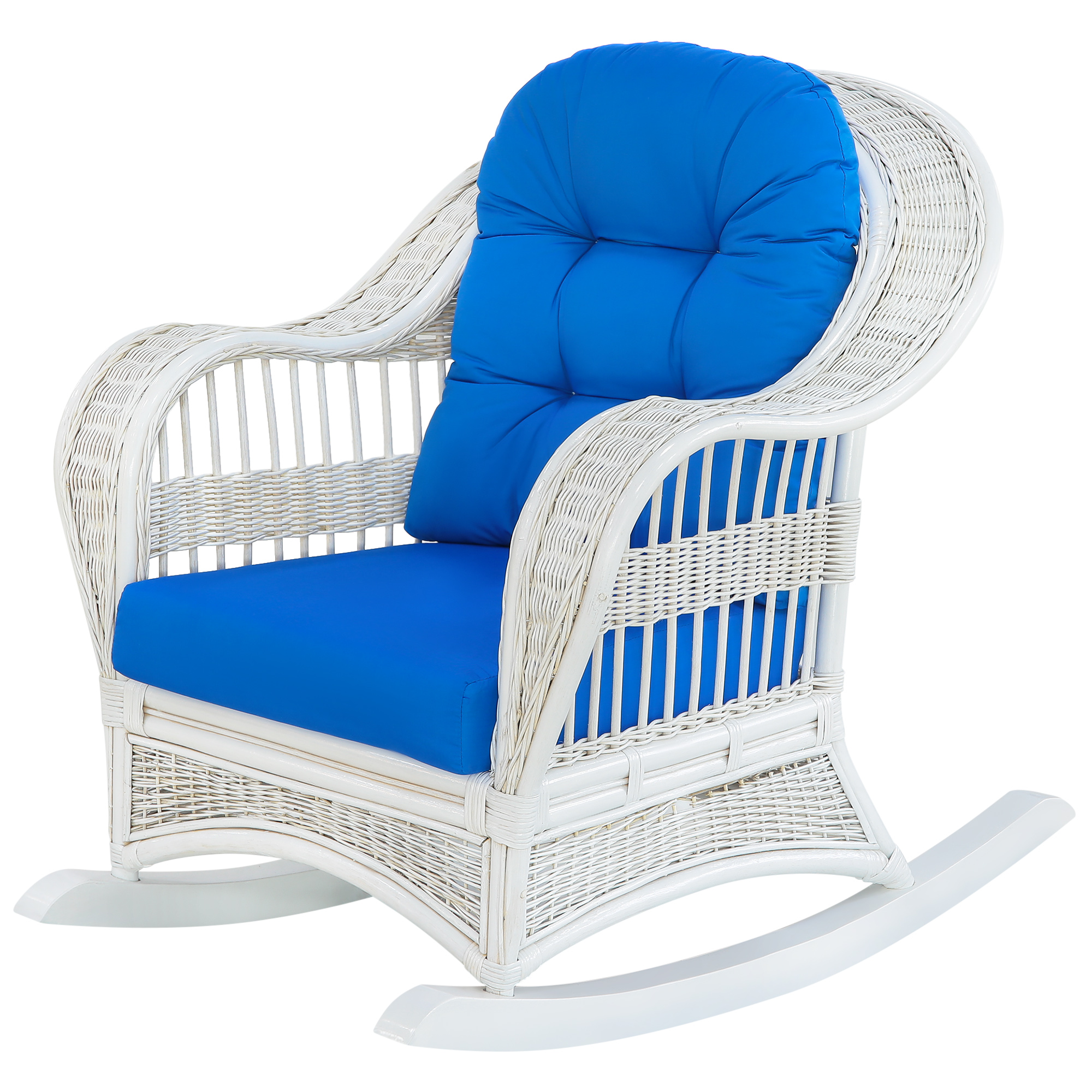 Кресло-качалка Rattan grand white с подушками кресло качалка rattan grand manchester medium brown