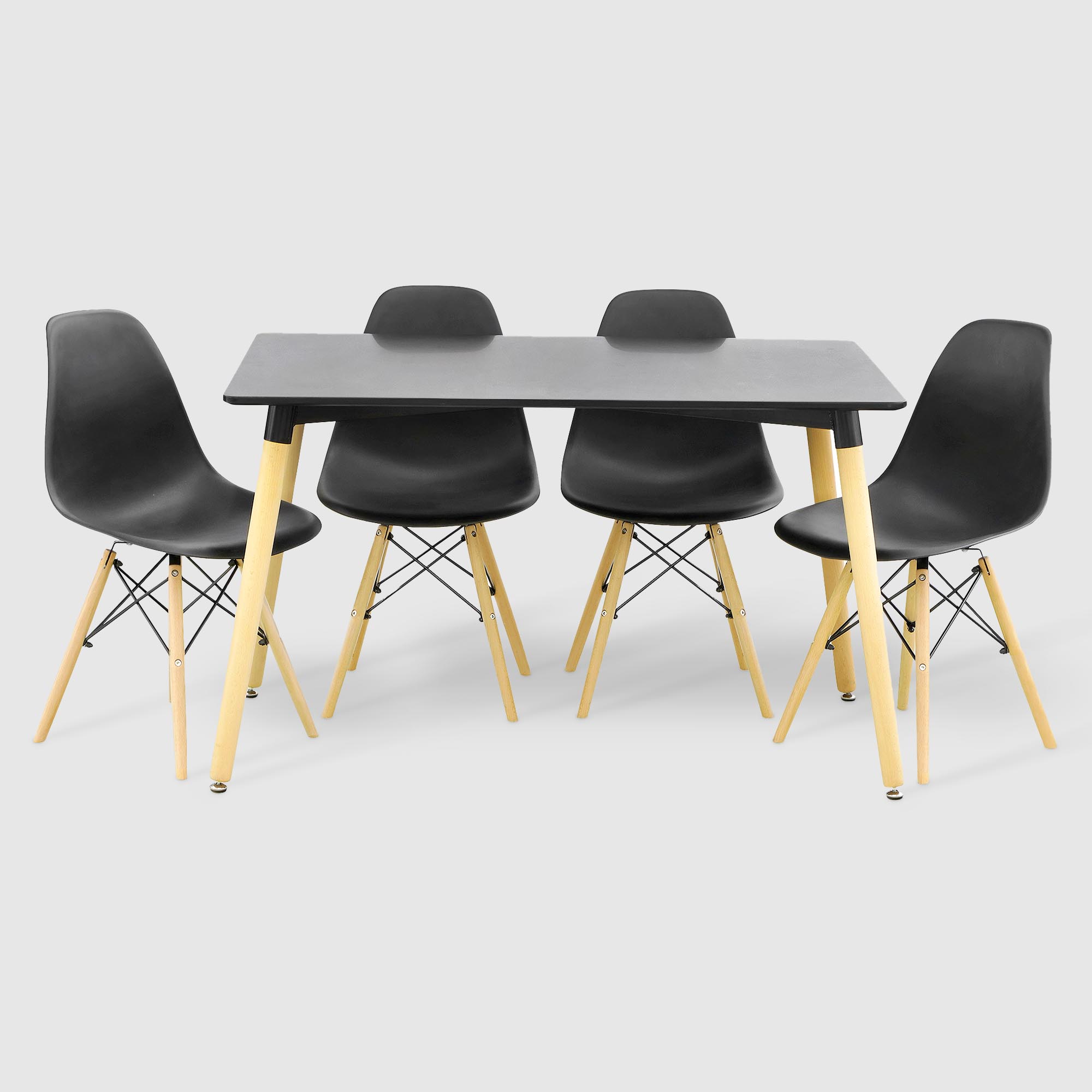 Комплект Langfang: стол Грейс 120х80х75 см + 4 стула Оливия 42х46х81 см черный, размер 120х80х75