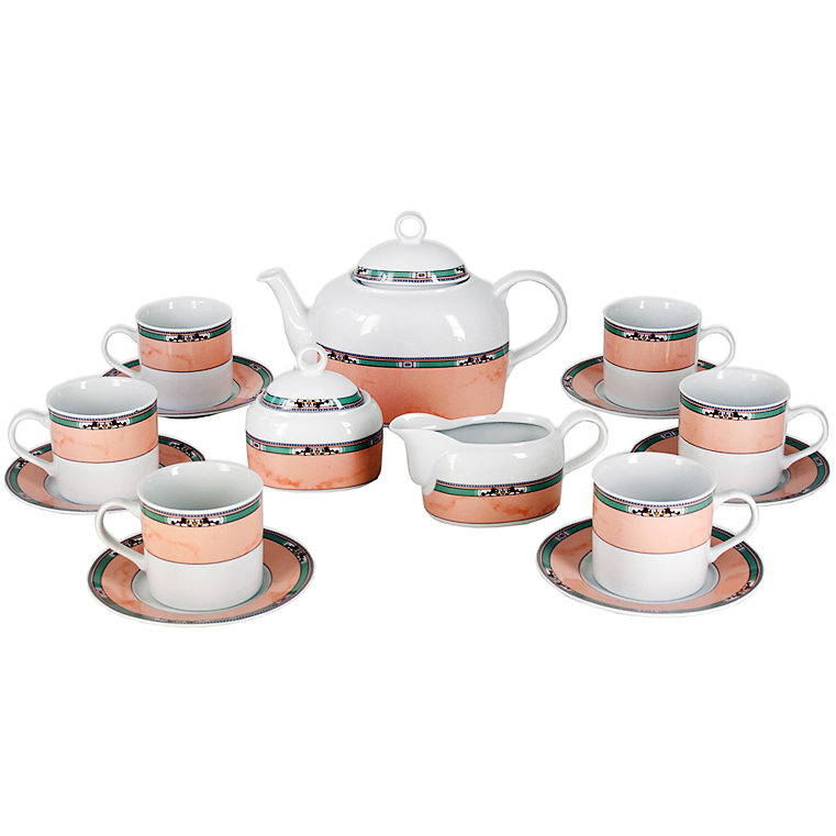 Чайный сервиз на 6 персон Thun Cairo Розовый декор, мини кант