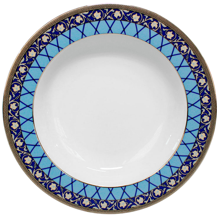 Тарелка глубокая Thun Cairo Сетка на синем 22 см тарелка десертная thun cairo розовый декор мини кант 19 см