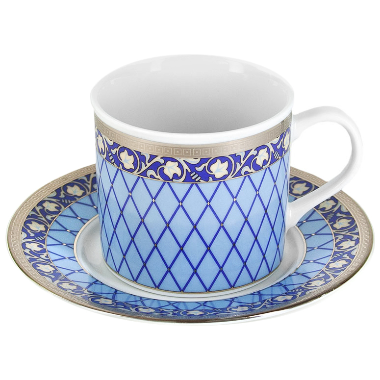 Чайная пара Thun Cairo Сетка синяя 250 мл столовый сервиз на 6 персон thun cairo сетка синяя