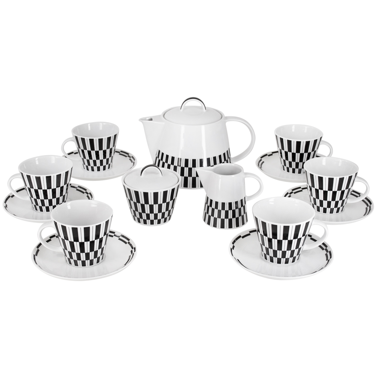 Чайный сервиз на 6 персон Thun Tom Черно-белые полоски столовый сервиз на 6 персон thun tom полоски