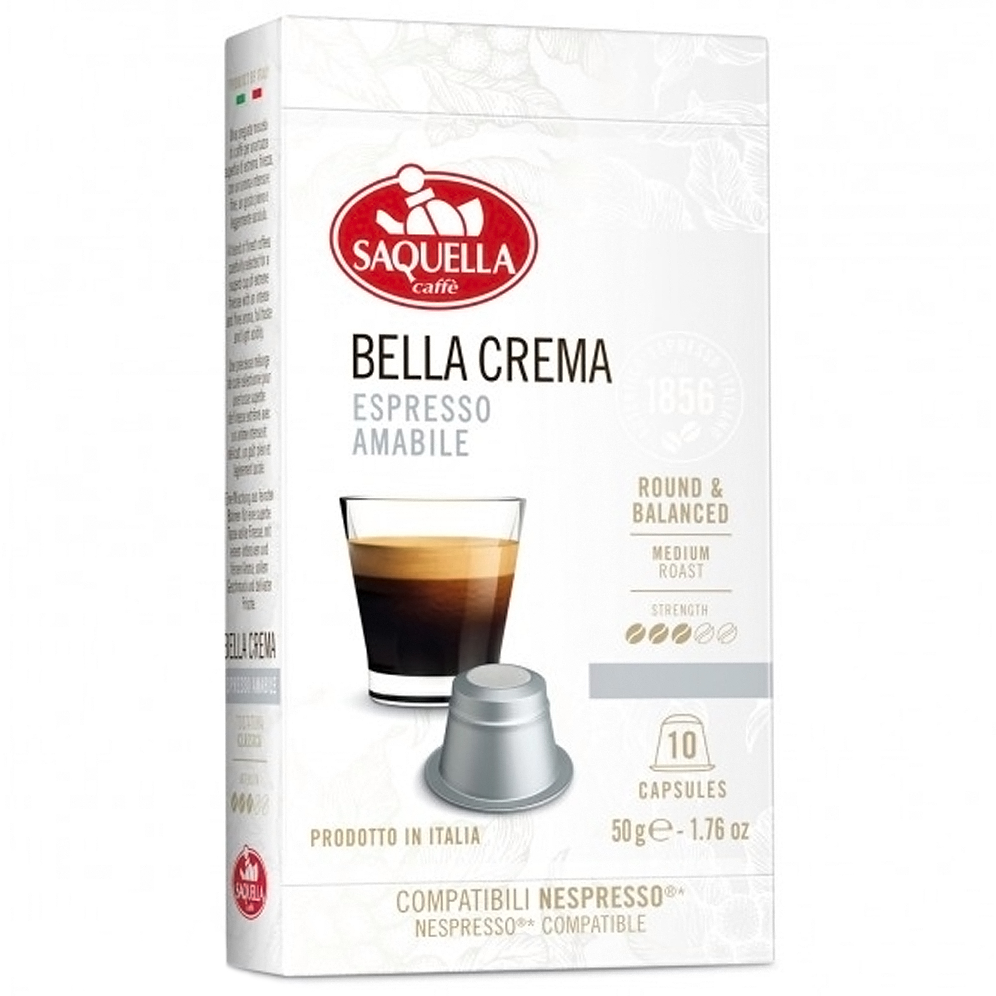Кофе в капсулах Saquella bar Italia Bella Crema, 10 шт x 5,5 г кофе в капсулах veronese espresso для кофемашины nespresso 10 капсул