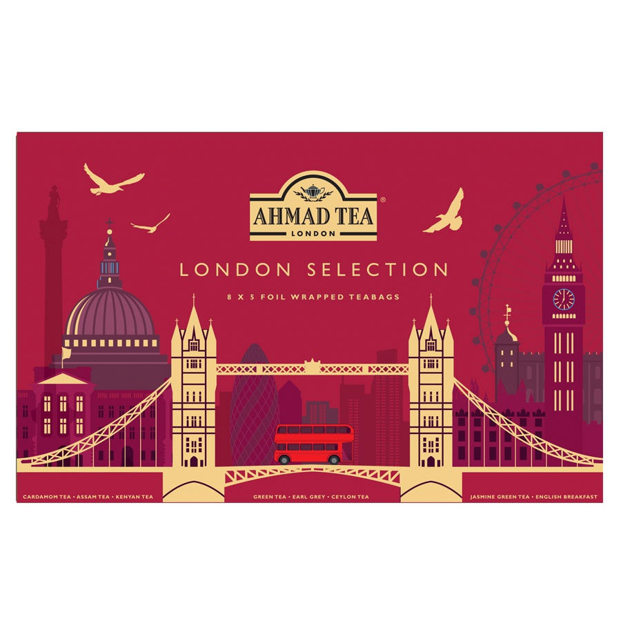 Чай черный и зеленый Ahmad Tea London Selection 8 вкусов, 40 пакетиков