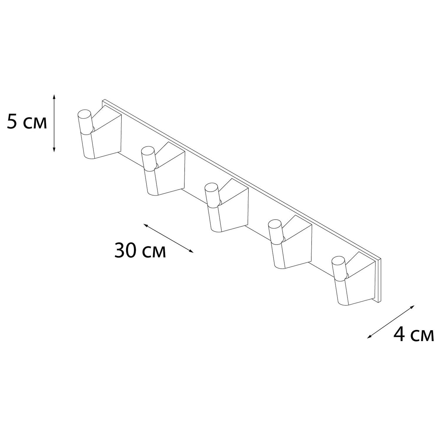 Планка на 5 крючков Fixsen Trend черная 30х4х5 см Вид№3
