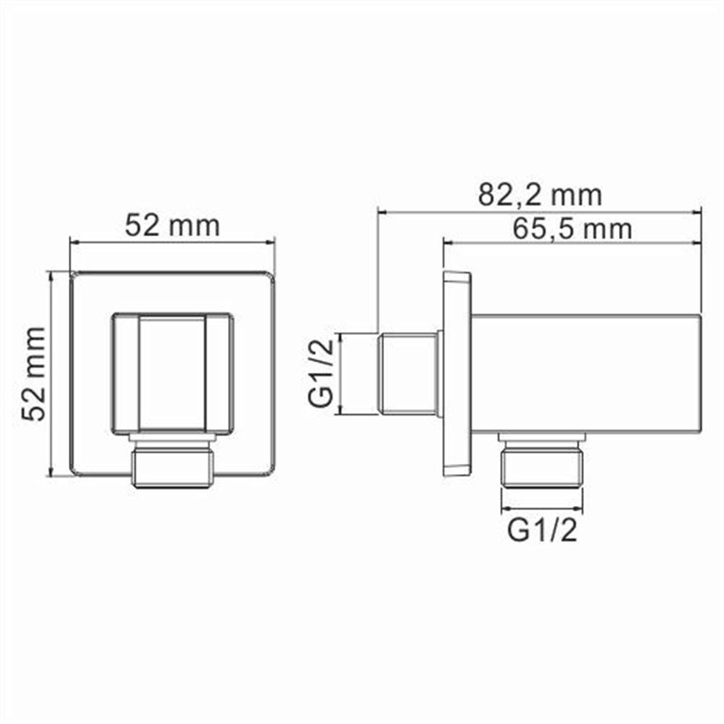 Держатель с подключением шланга Wasserkraft чёрный 8,2х5,2х5,2 см, размер 1/2