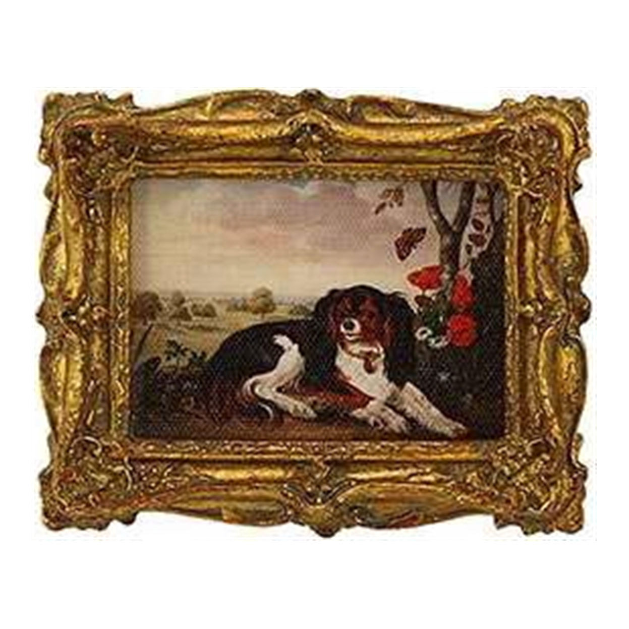 Картина в прямоугольной раме Glasar Собака отдыхает на природе, масло, 11x2x14 см картина в узорчатой раме glasar девочка с большими глазами масло 11x2x14 см