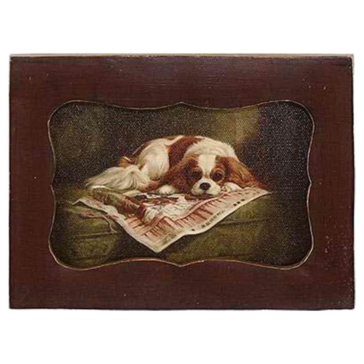 Картина в прямоугольной раме Glasar, спящая собака, масло, 10x2x12 см юнландия картина по номерам олененок