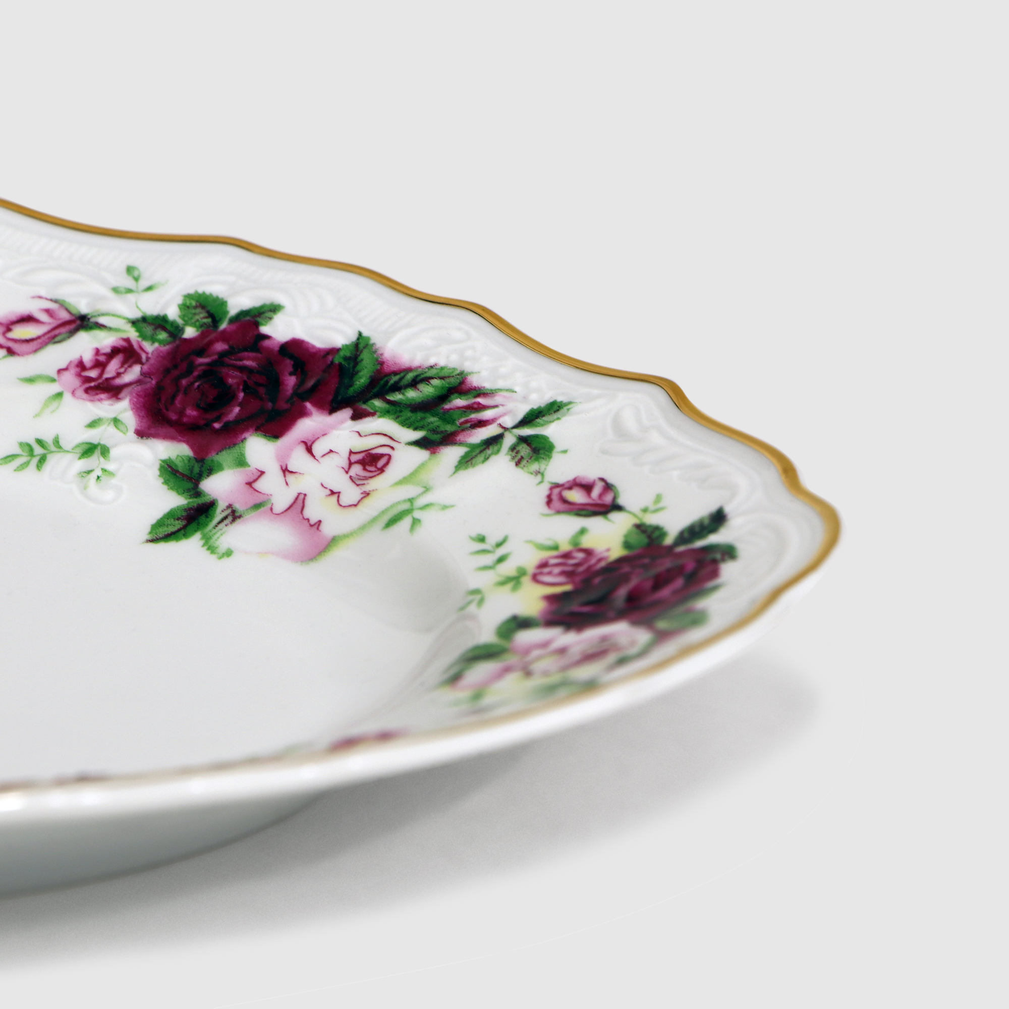Набор тарелок десертных Bernadotte Английская роза 19 см 6 шт отводка золото - фото 3