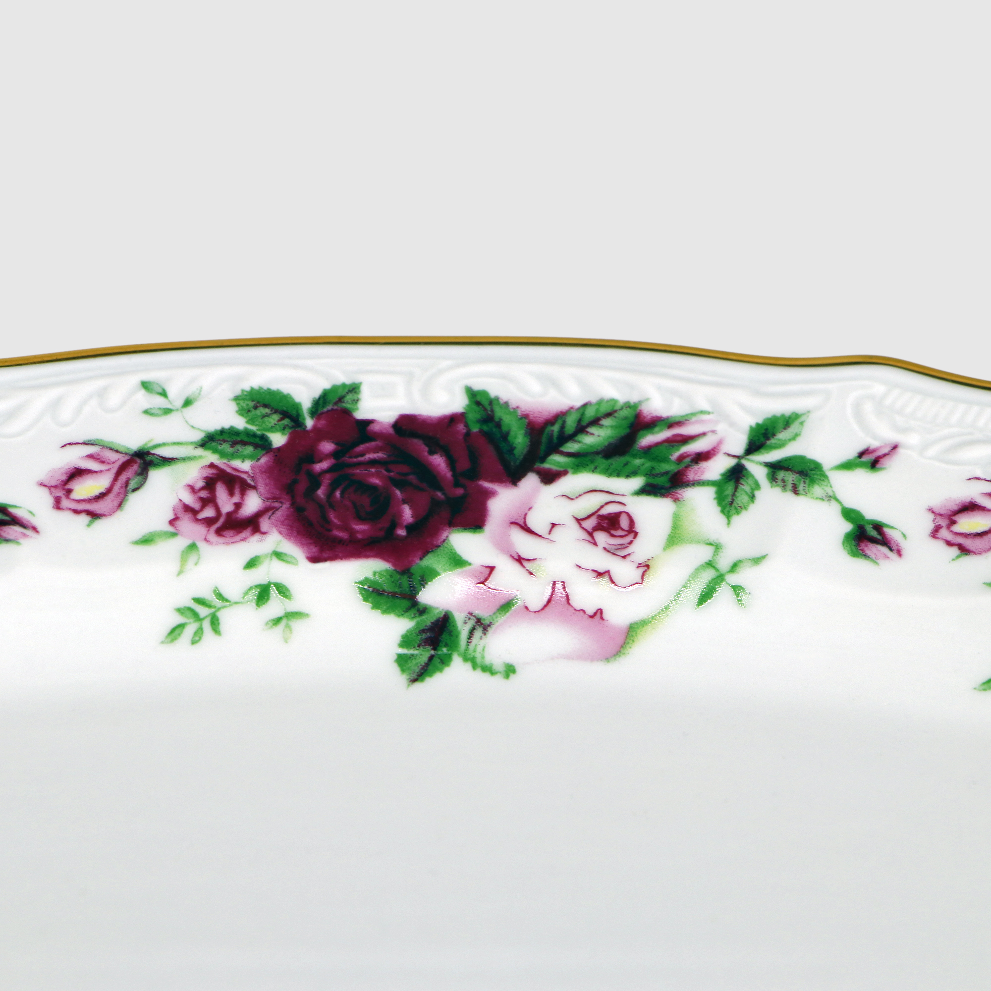 Набор тарелок мелких Bernadotte Английская роза 27 см 6 шт отводка золото - фото 4