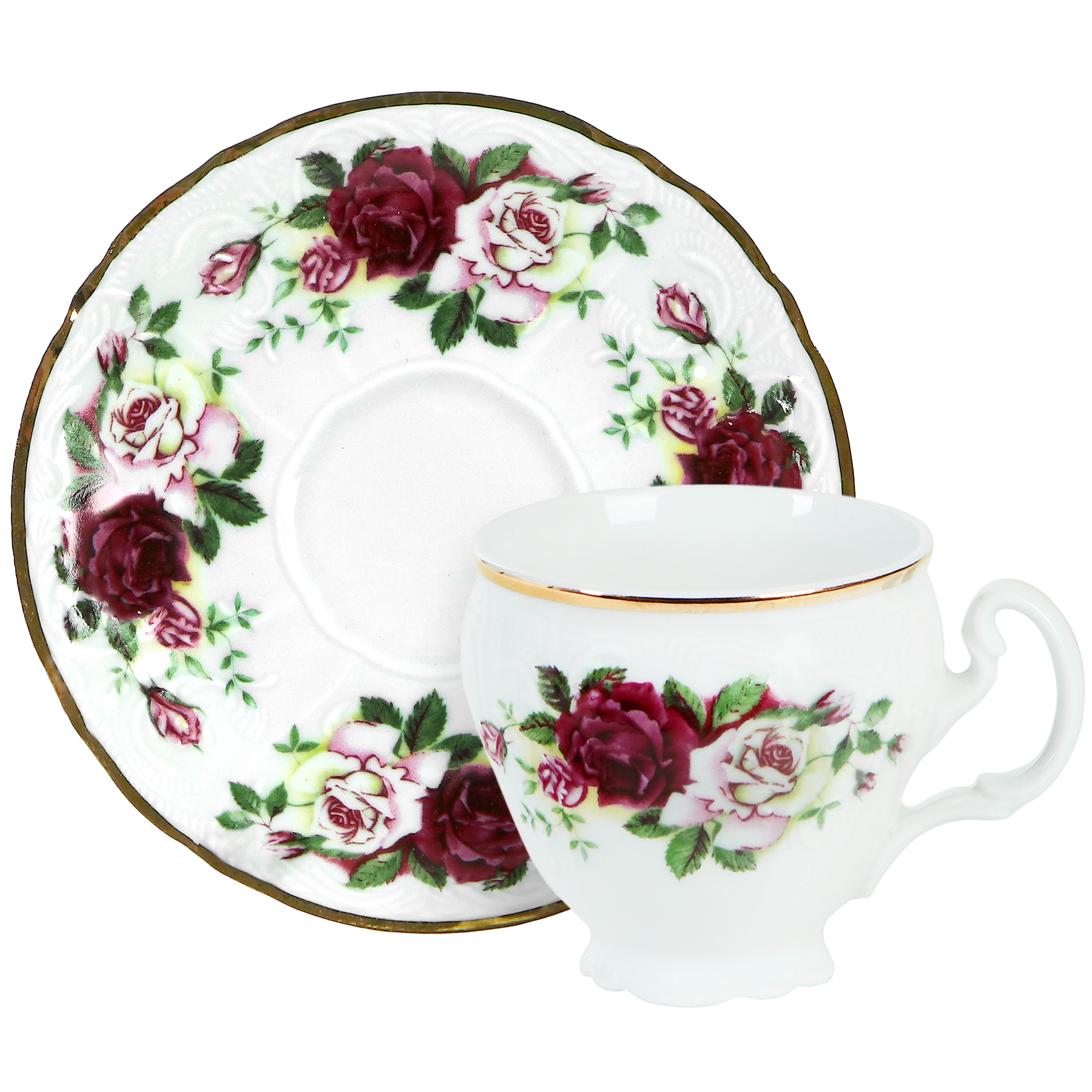 Чашка с блюдцем высокая Bernadotte Английская роза 170 мл 140 мм сервиз обеденный anna lafarg английская роза на 12 персон
