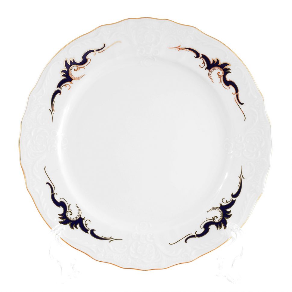 Набор мелких тарелок Bernadotte Синие вензеля 25 см 6 шт набор тарелок мелких соната отводка золото 25 см 6 шт слоновая кость 07560115 1139 leander
