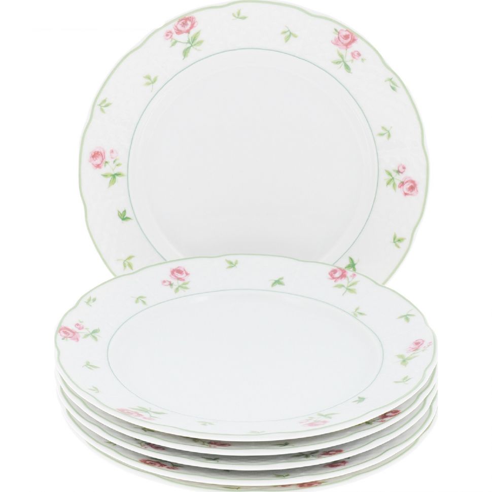 Набор десертных тарелок Thun Menuet декор Роза 19 см 6 шт, цвет белый - фото 1