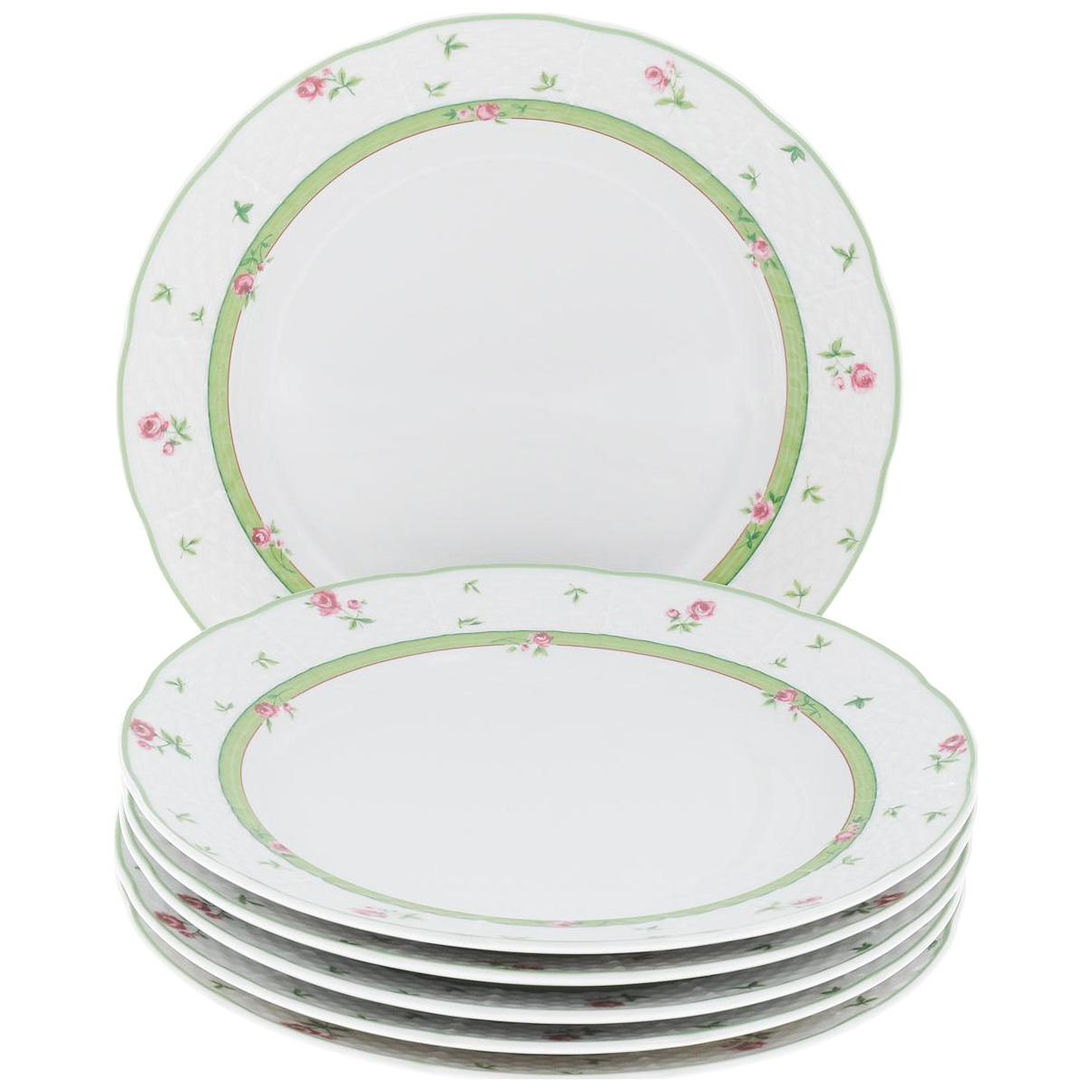 Набор мелких тарелок Thun Menuet декор Роза 24 см 6 шт