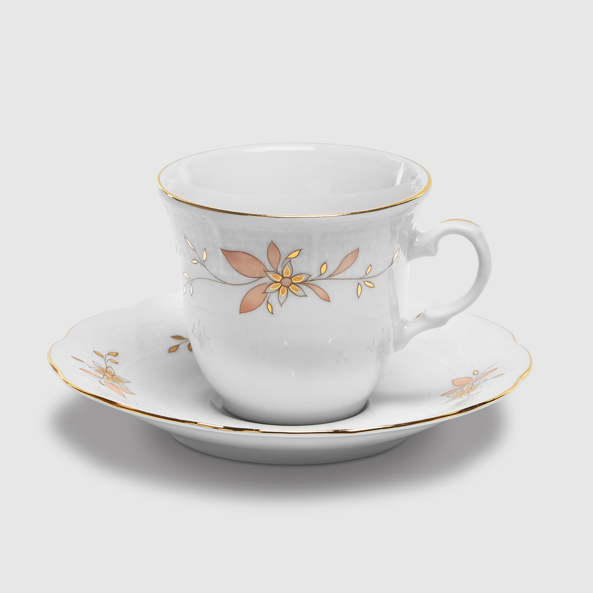 Чашка с блюдцем Thun 1794 Menue Золотые ветки, отводка золото 145 мл высокая чашка с блюдцем thun 1794 tom экзотический цветы высокая 200 мл