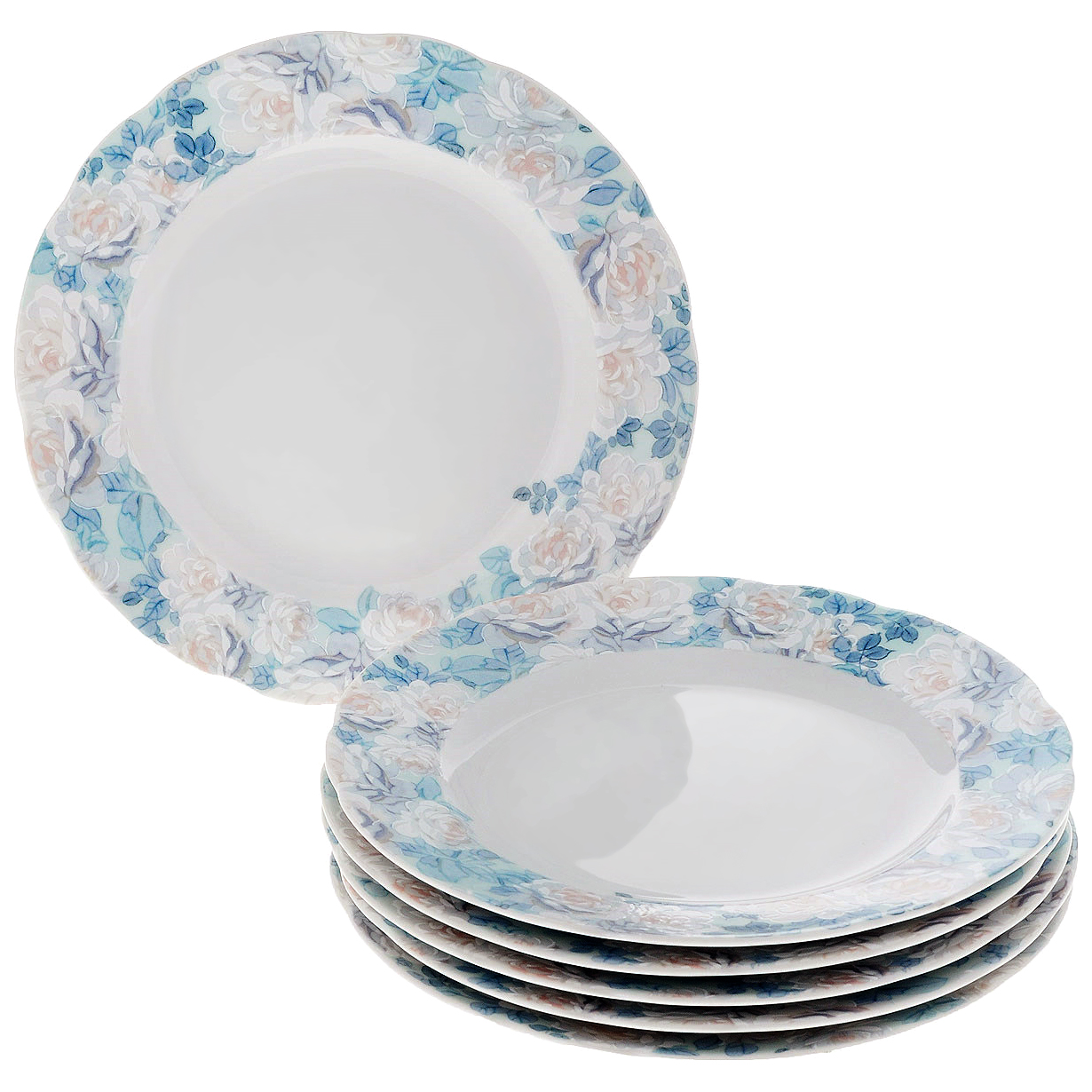 Набор мелких тарелок Thun Голубая роза 25 см 6 шт набор тарелок 25 см 6 шт leander мэри энн охота 027867