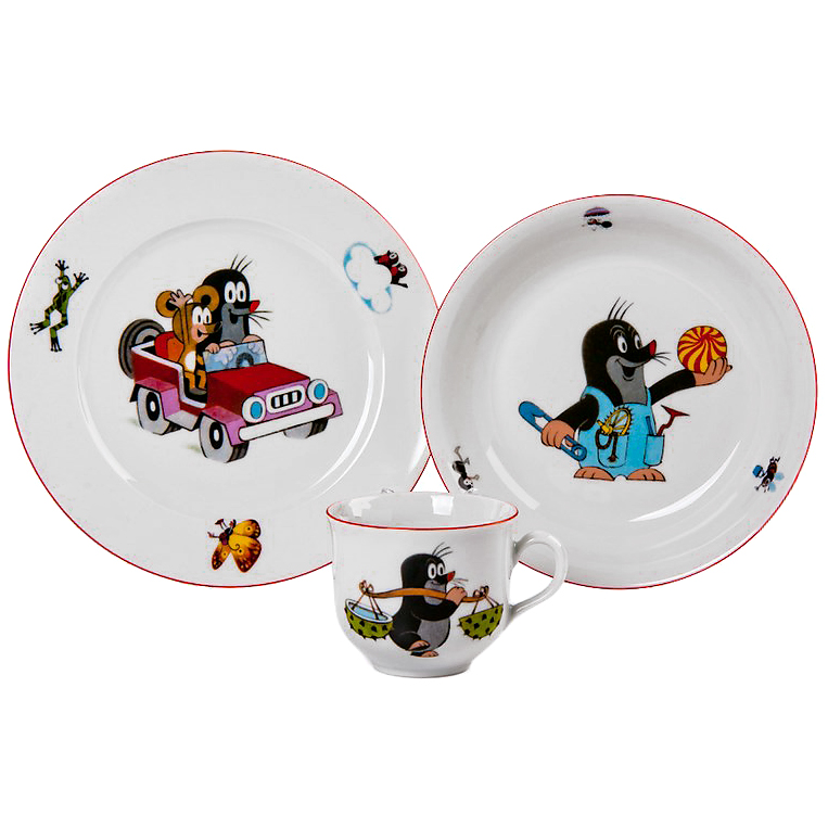 набор десертных тарелок thun 1794 деколь 17 см Набор детской посуды Thun Angelika Крот и автомобиль 3 предмета