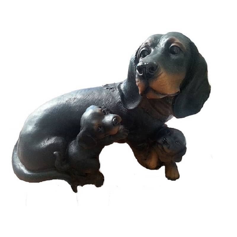 цена Садовая фигура Собака такса с щенками Тпк полиформ высота 27см, длина 33см