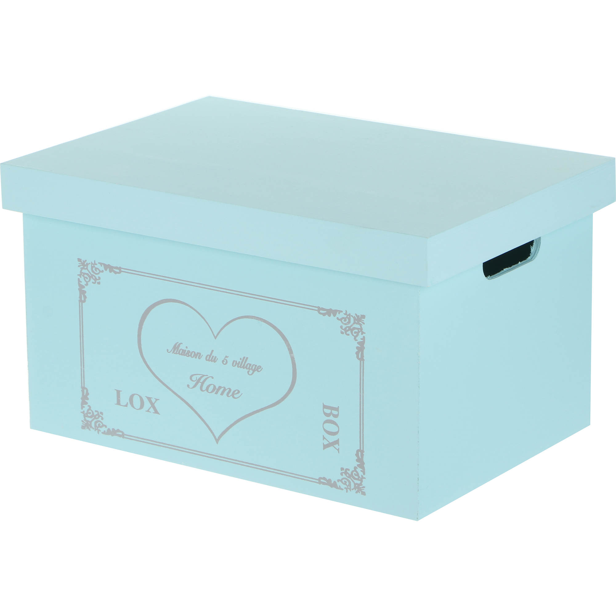 ящик для хранения zihan heart с крышкой белый р m Деревянный ящик ZIHAN Heart голубой S 32х21х18 см