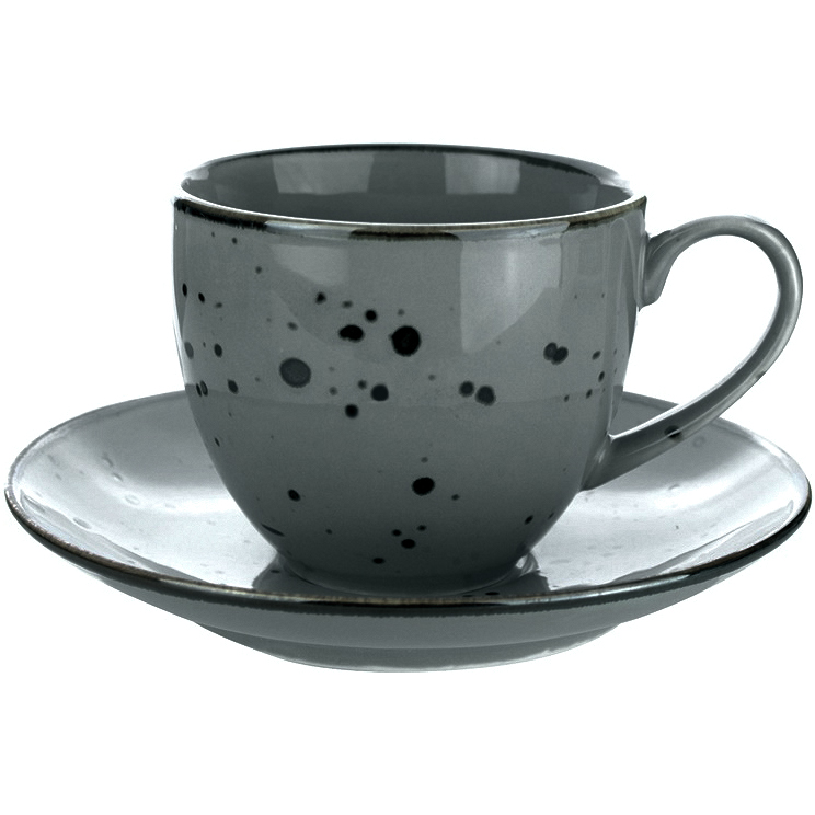 фото Чашка с блюдцем porcelana bogucice alumina graphite 0,3 л 16 см