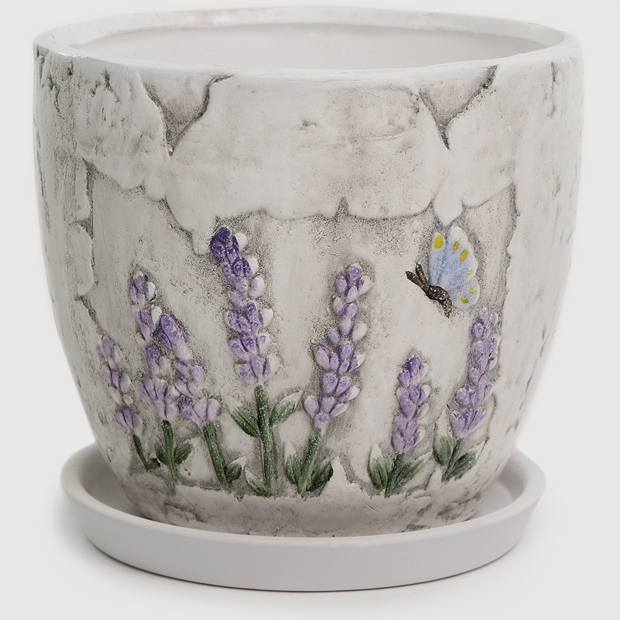 

Горшок для цветов Fujian Jianteng Лаванда с поддоном 15х15х13,5 см, Белый;фиолетовый;зеленый