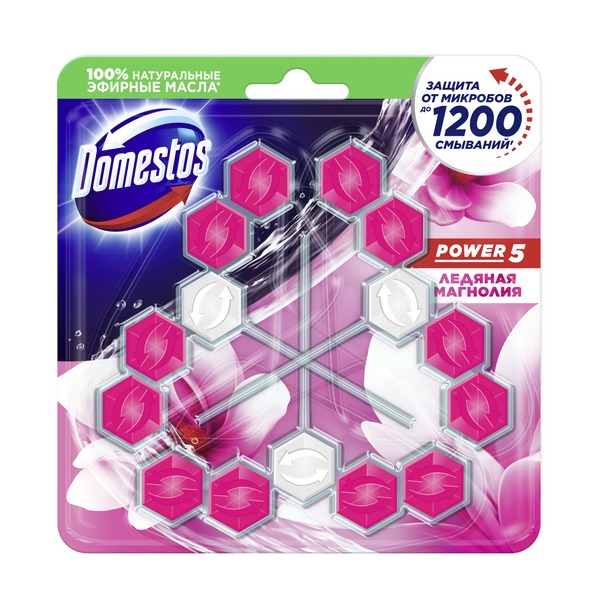 Туалетный блок Domestos Power 5 Ледяная магнолия 3х55 гр