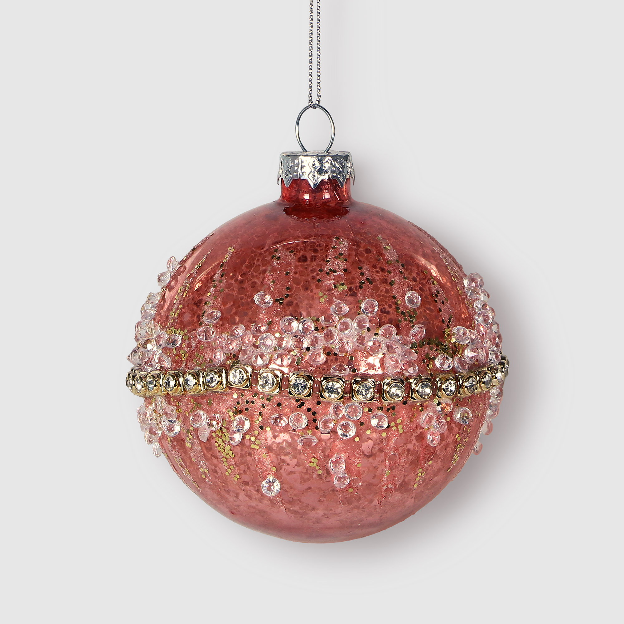 Шар новогодний Baoying yiwen декоративный розовый на елку 8 см