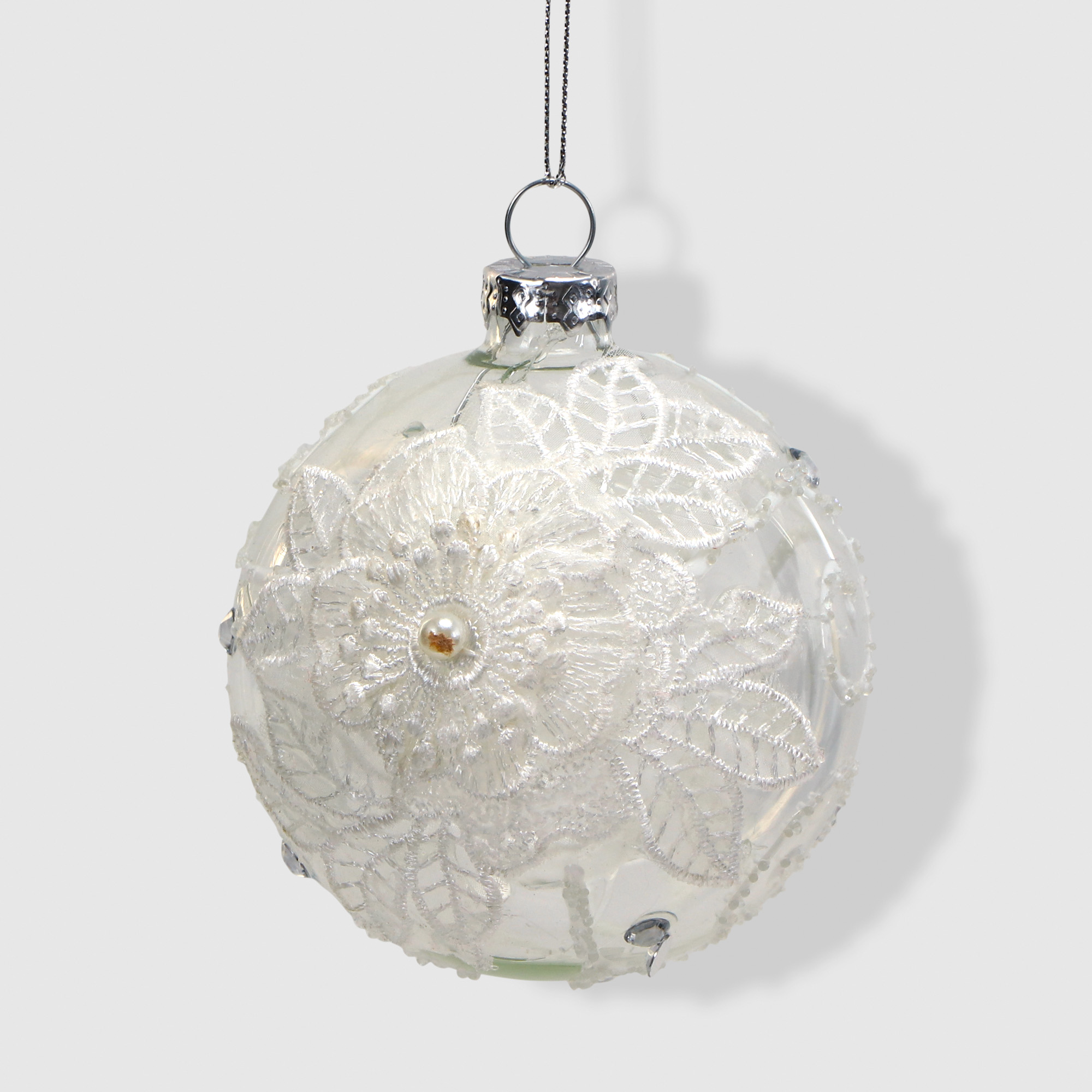Шар новогодний Baoying yiwen белый декор на елку 8 см