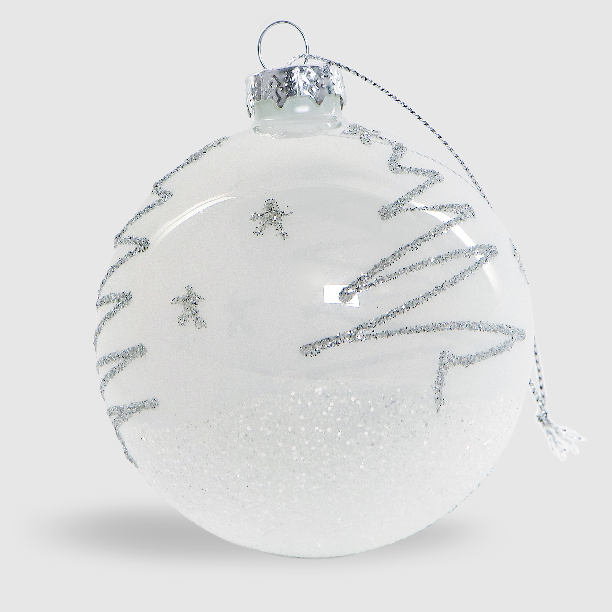 Шар новогодний Baoying yiwen прозрачный белый на елку 8 см
