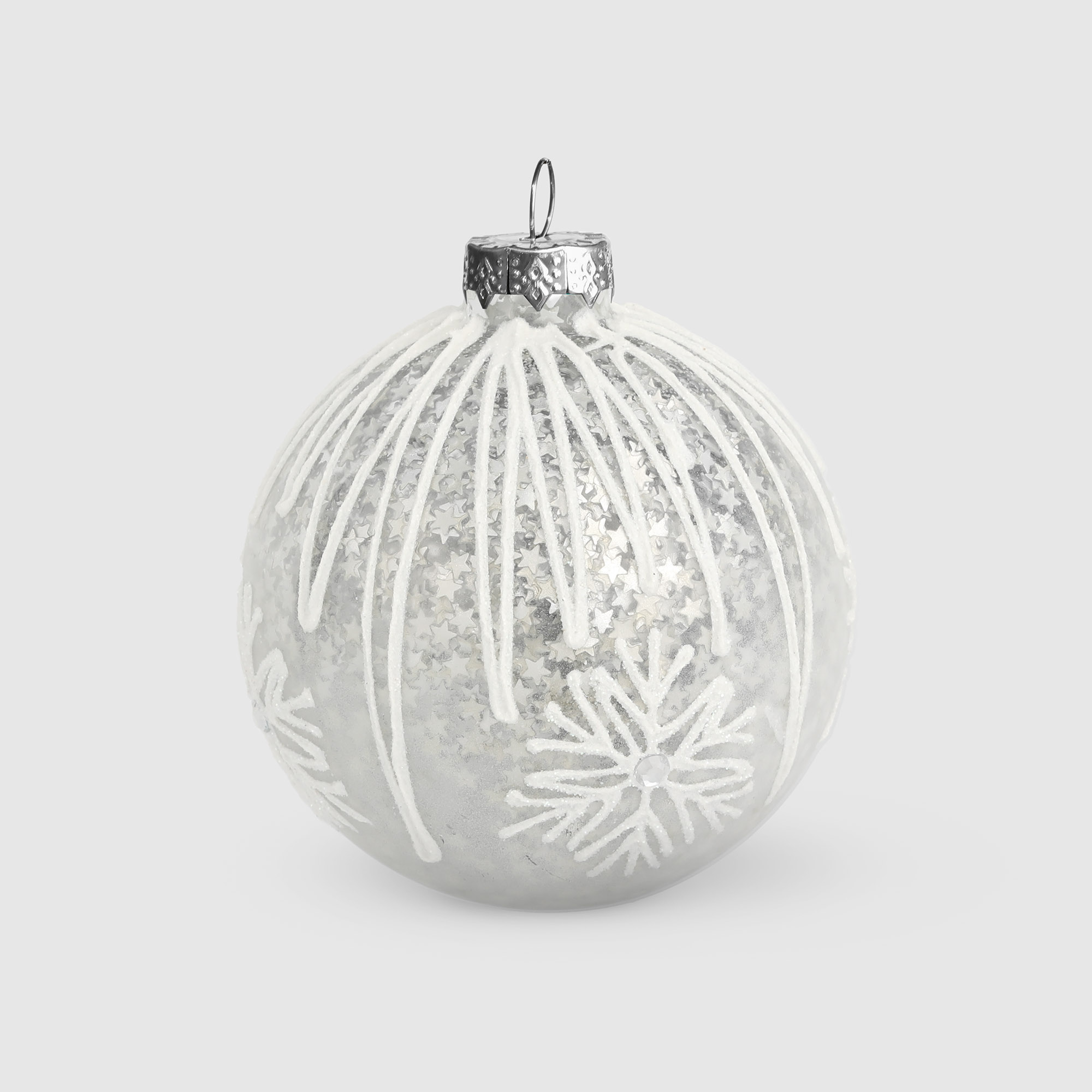 Шар новогодний Baoying yiwen на елку серый белый 8 см