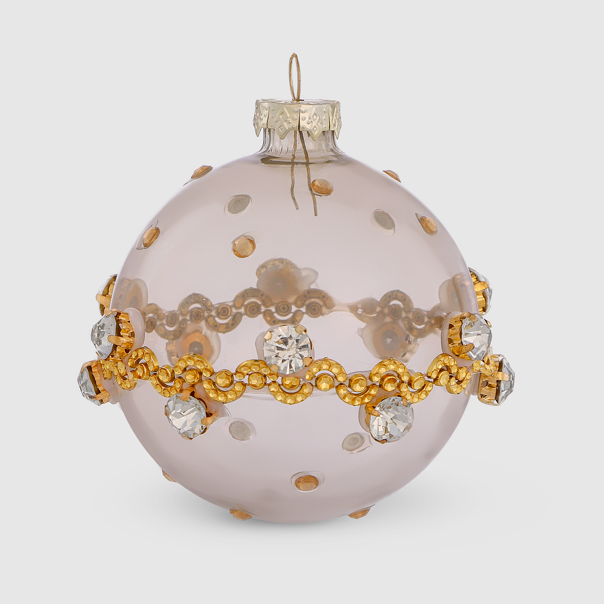 Шар новогодний на елку Baoying yiwen прозрачный с золотым декором 8 см