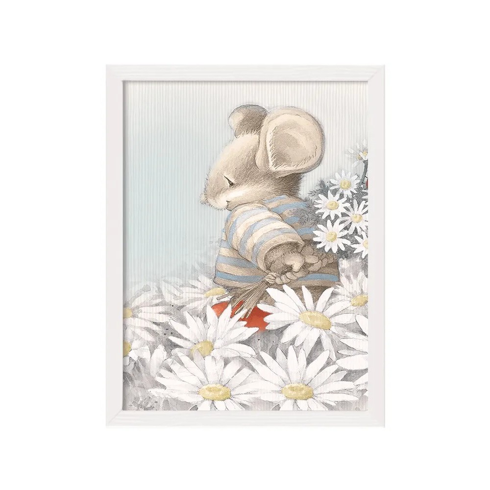 Постер Лакарт Дизайн Мышонок в белой деревянной раме 20х30 см доска пробковая а3 30х45 см calligrata в деревянной раме