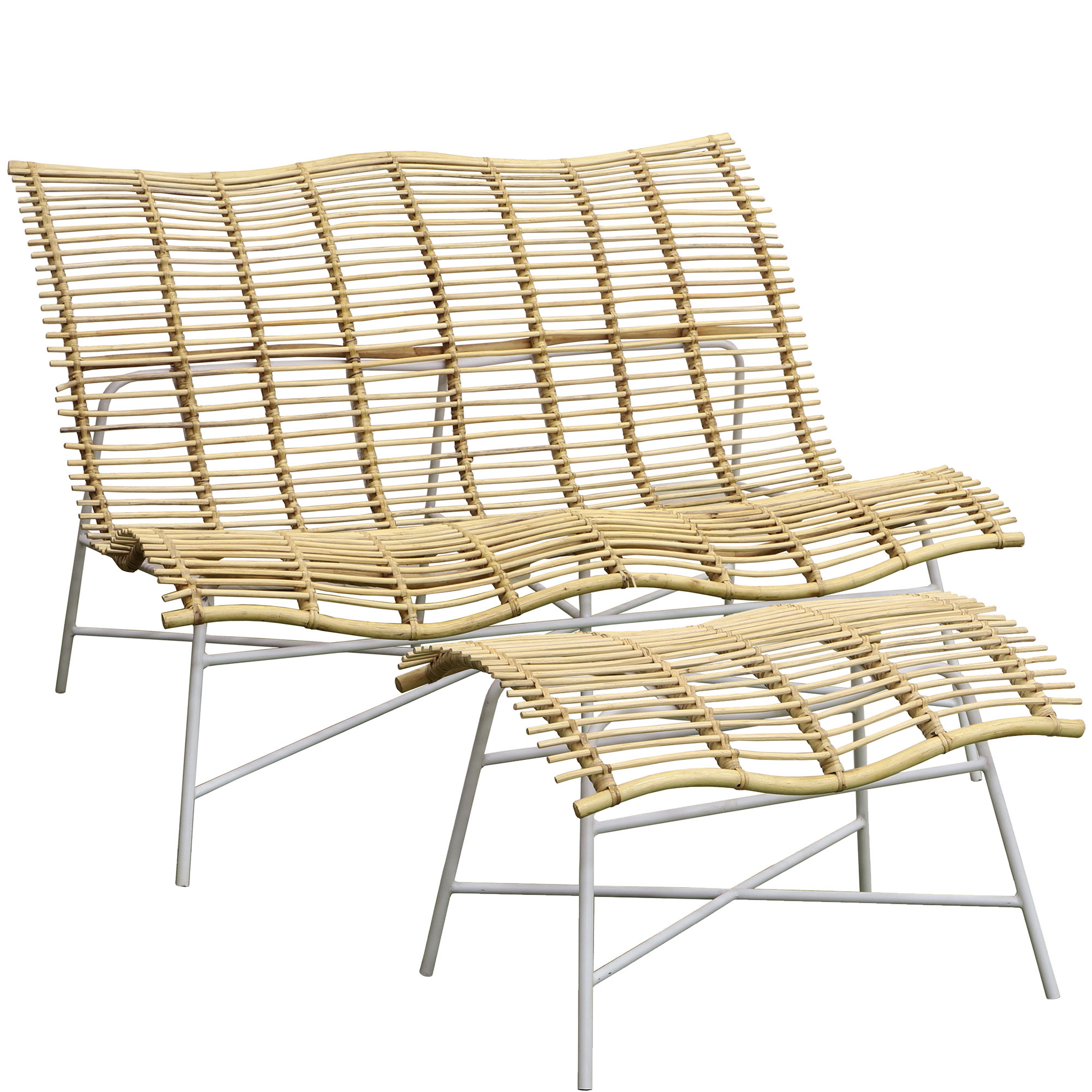 кресло качалка rattan grand brown с подушками Комплект мебели Rattan grand Nuvali шезлонг с подставкой для ног (RG-LDSF015-NCLL/RG-FS015-NCLL)