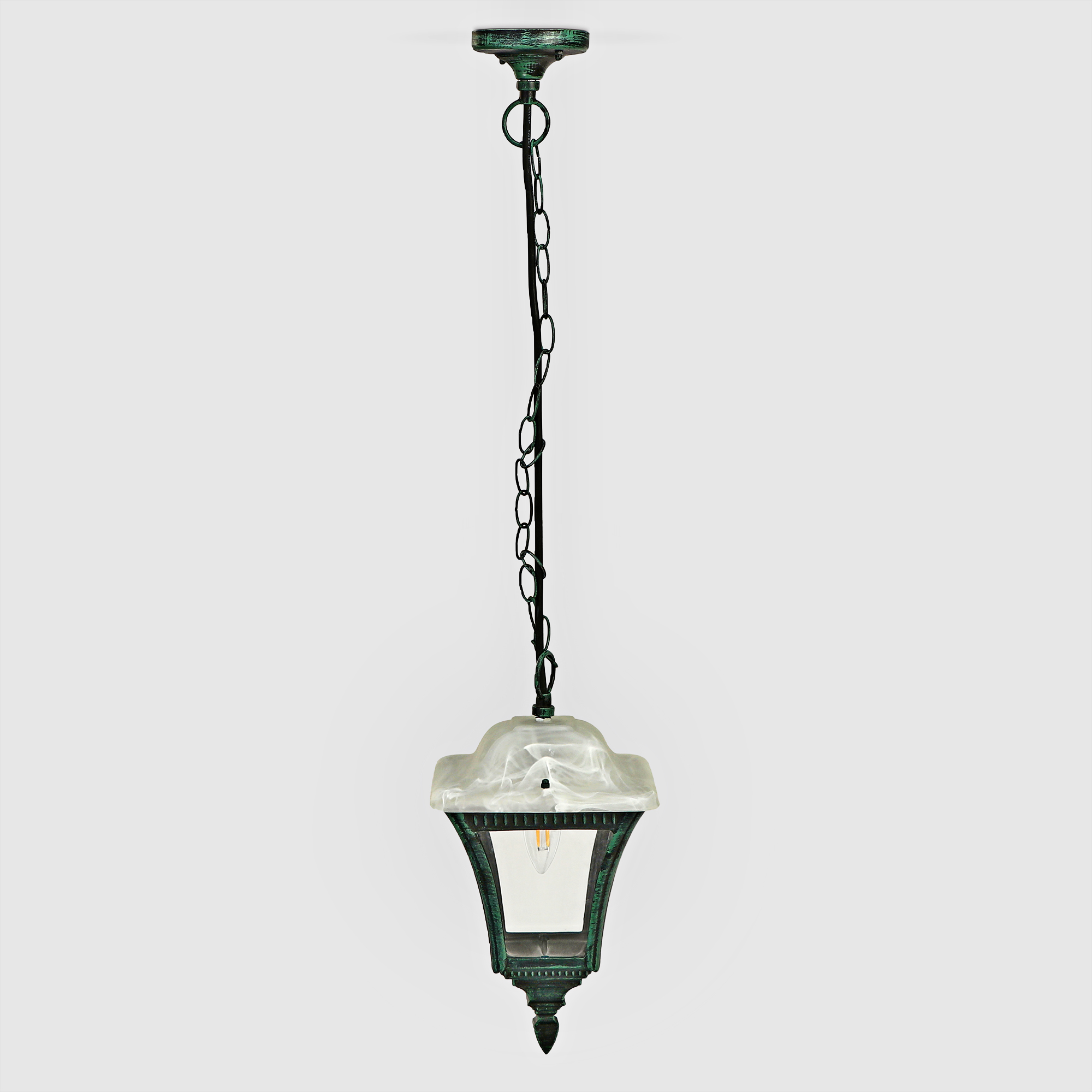 Садовый светильник Amber Lamp подвесной тёмно-зелёный (АМ8015А), цвет белый - фото 2